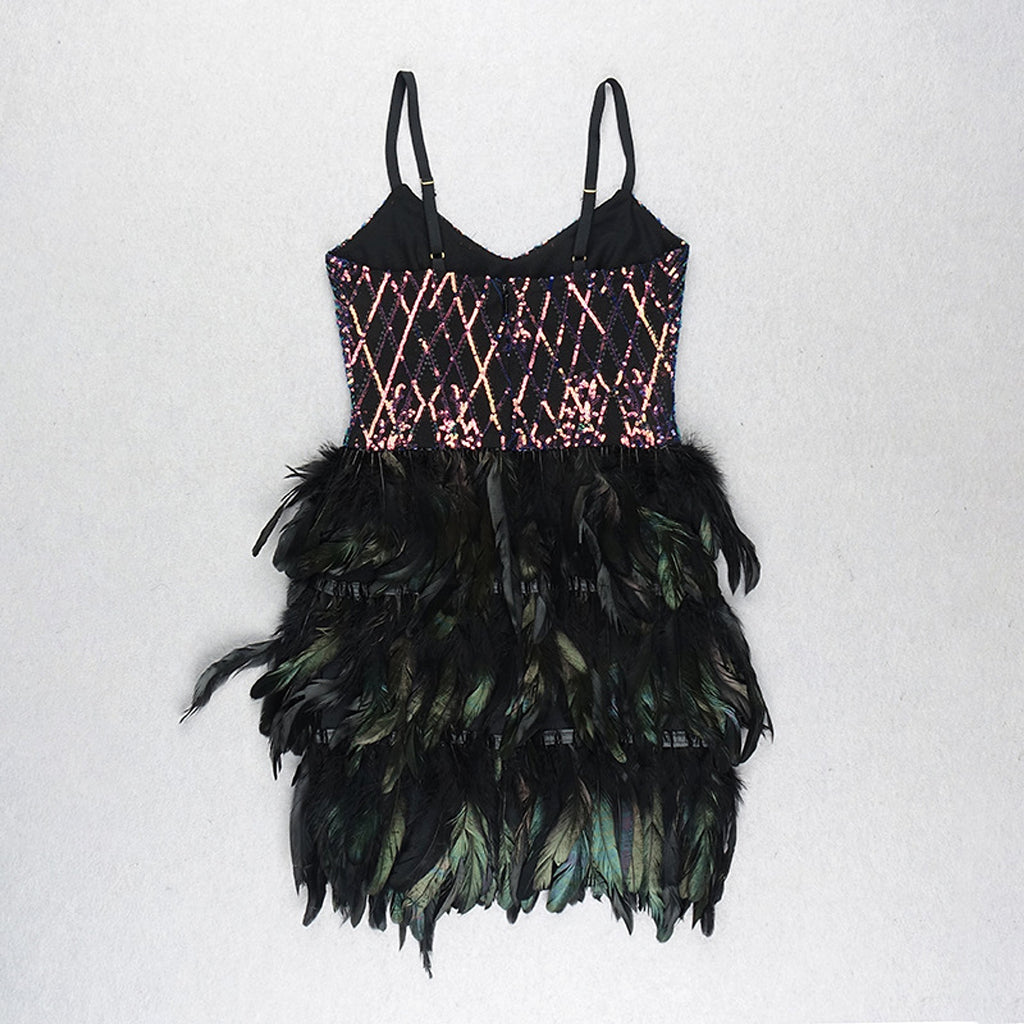 Fashion Suspenders Sleeveless Tight Sequins Dress - enhanced image 2
