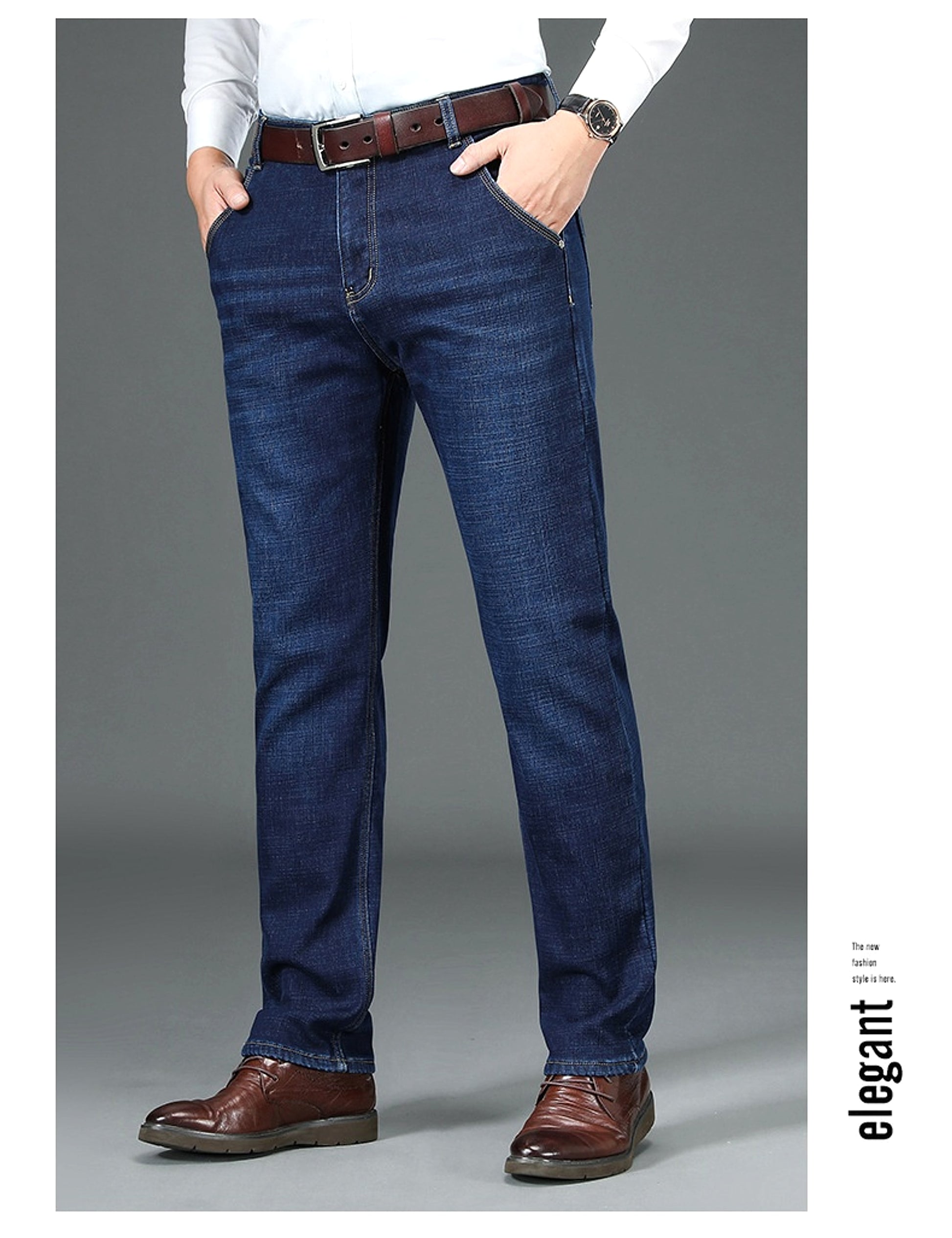 Fleece Lined Padded Warm Keeping Straight Jeans - enhanced image 2