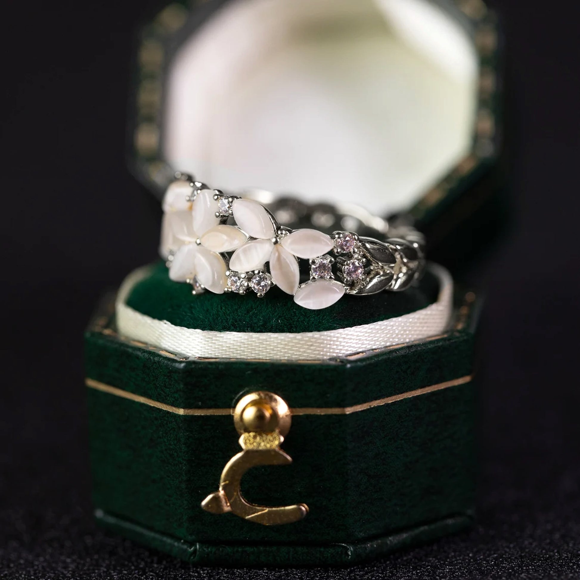 Elegance Blossom: Vintage Floral Wedding Ring - enhanced image 2