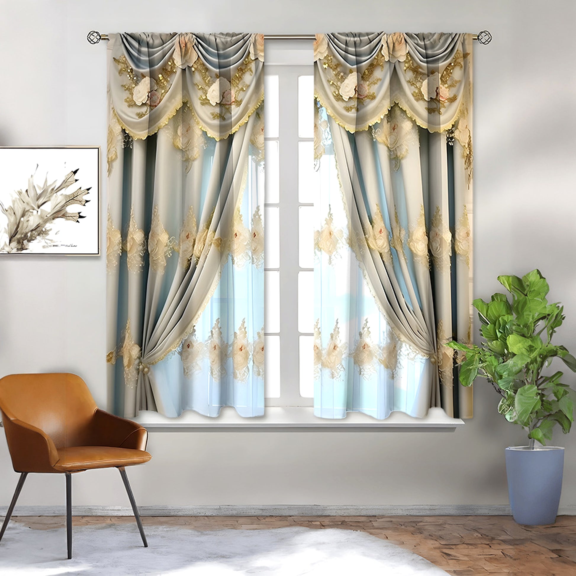 Floréalis™ – European Floral Embroidered Curtain Panel - enhanced image 2