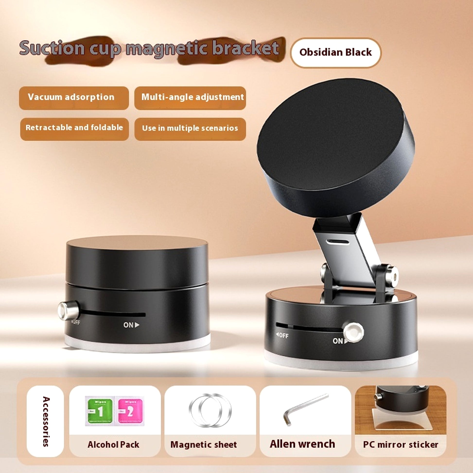 Foldable Magnetic Vacuum Car Phone Holder Foldable Suction Cup With Suction Cup Hands-Free Navigation For Smart Phone - enhanced image 2