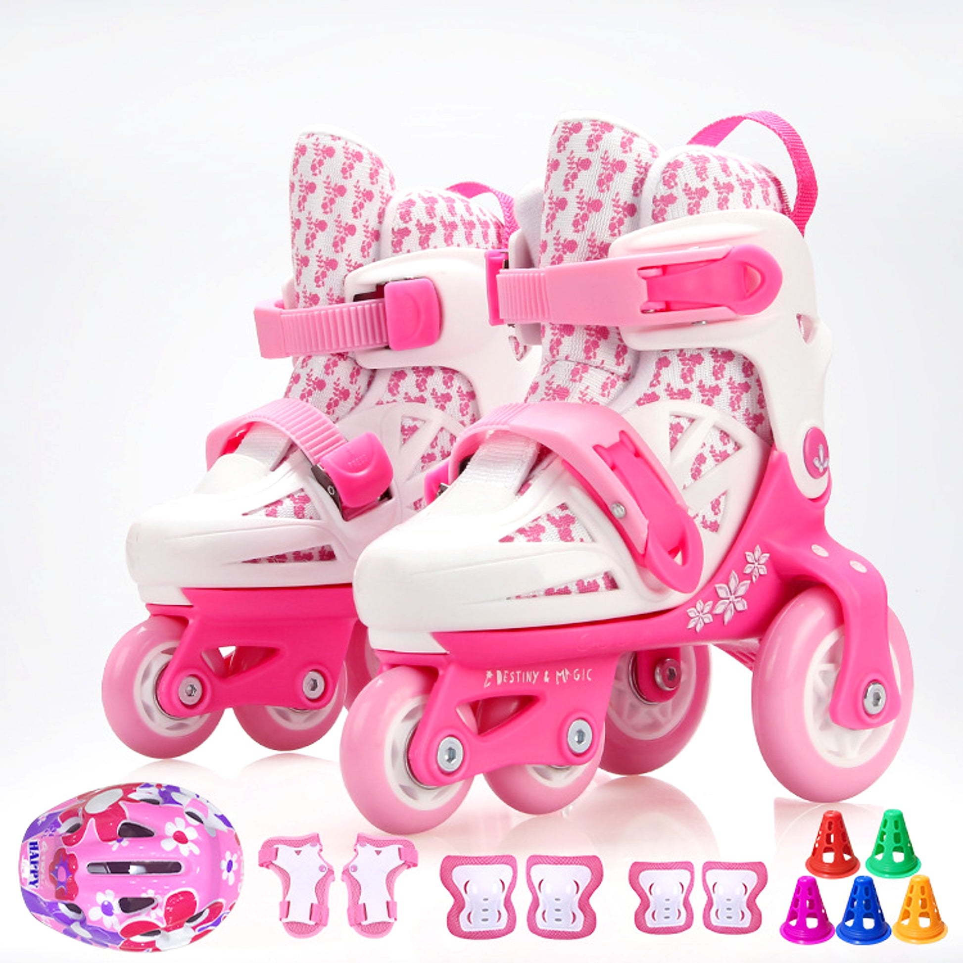Full Set Of Adjustable Double Row Kids Roller Skates - enhanced image 2