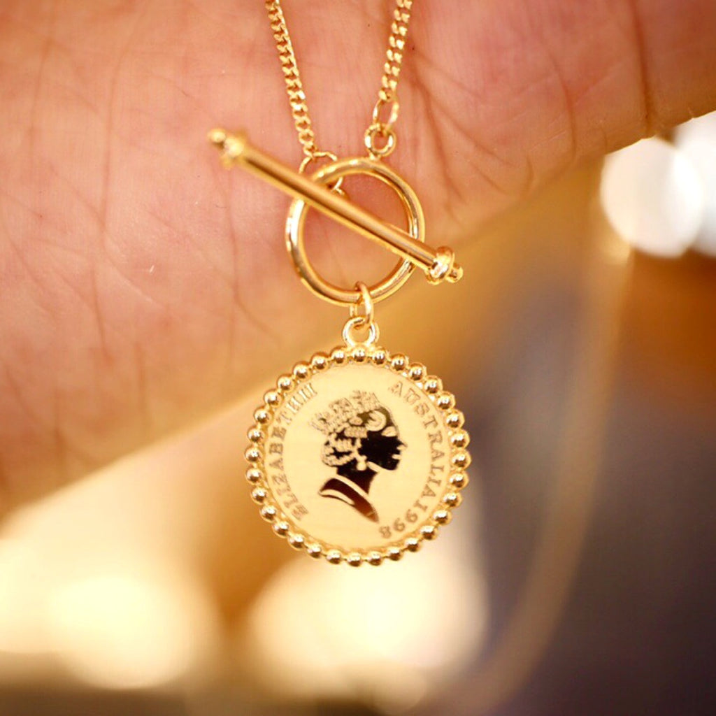 Gold Retro Round Brand Pure Jewelry Necklace - enhanced image 2