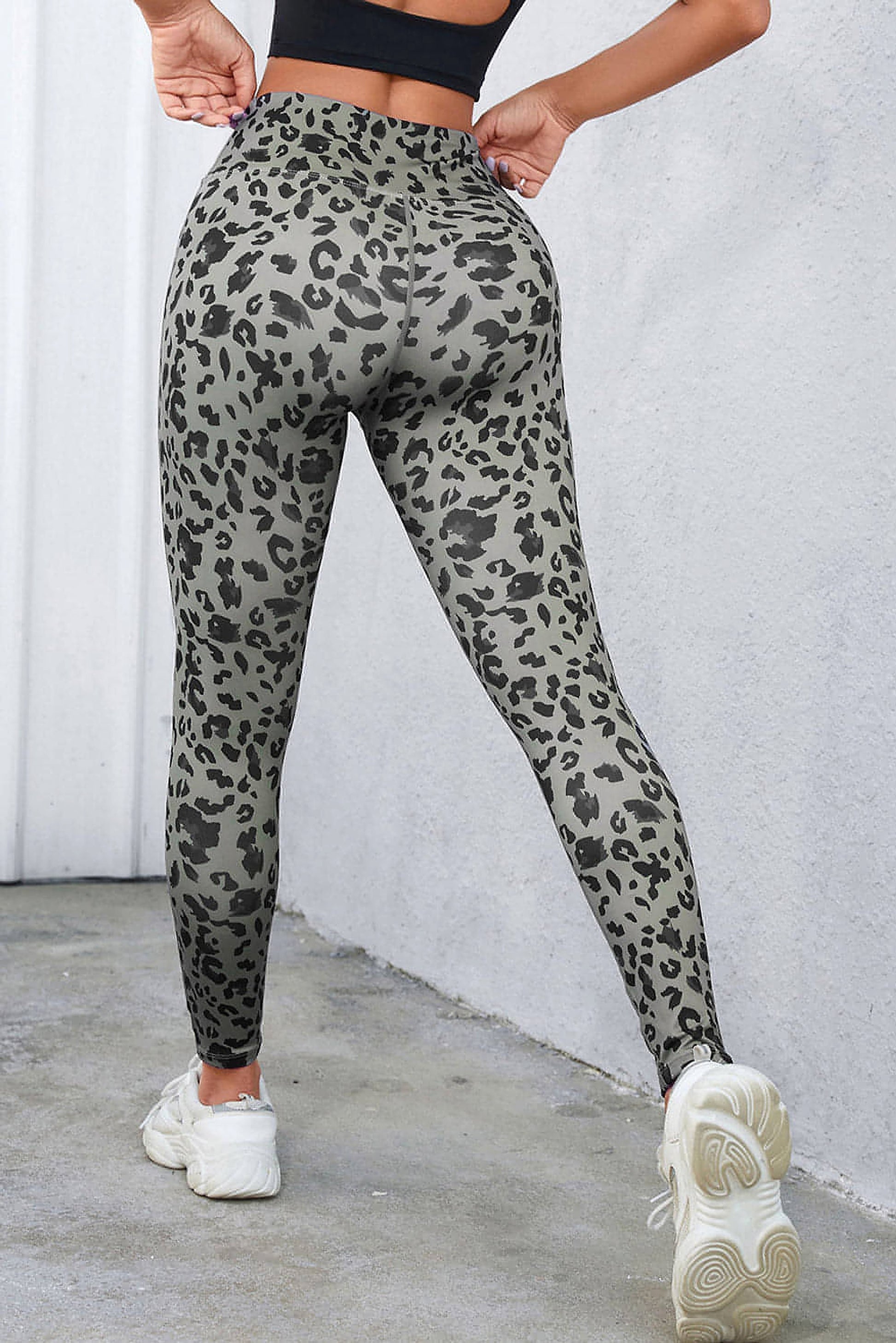 Gray Classic Leopard Print Active Leggings - enhanced image 2