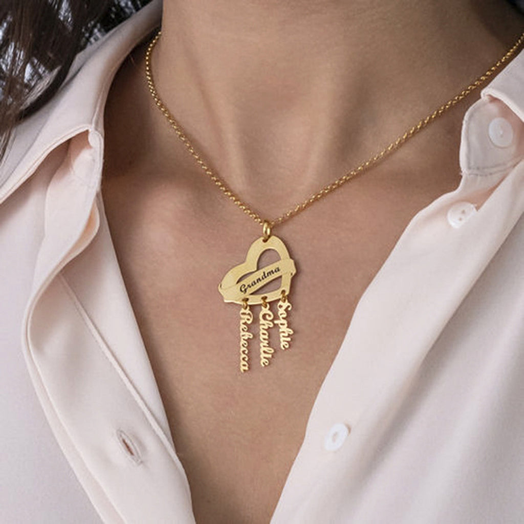 Heart-shaped Lettering Necklace Customized For Men And Women - enhanced image 2