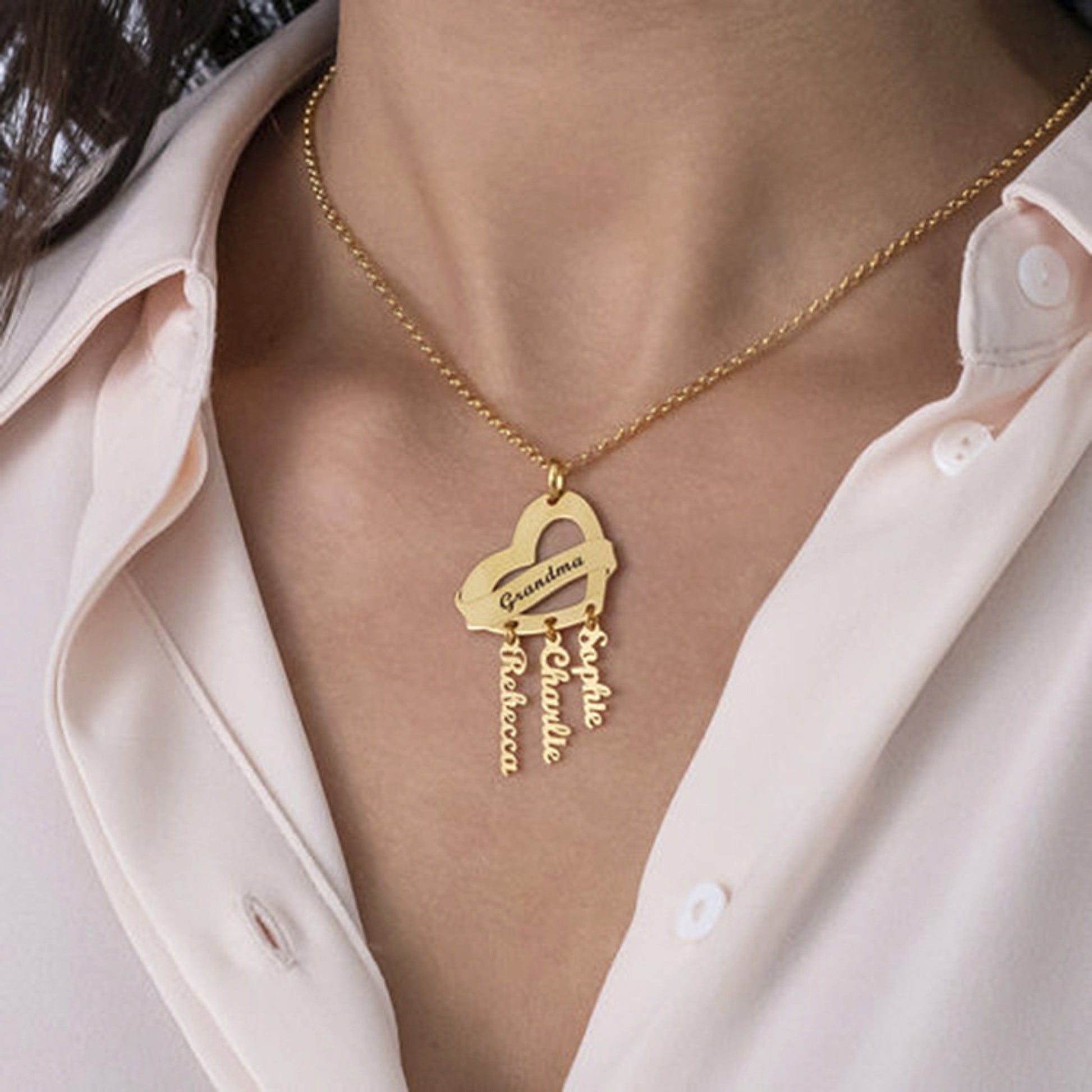 Heart-shaped Lettering Necklace Customized For Men And Women - enhanced image 2