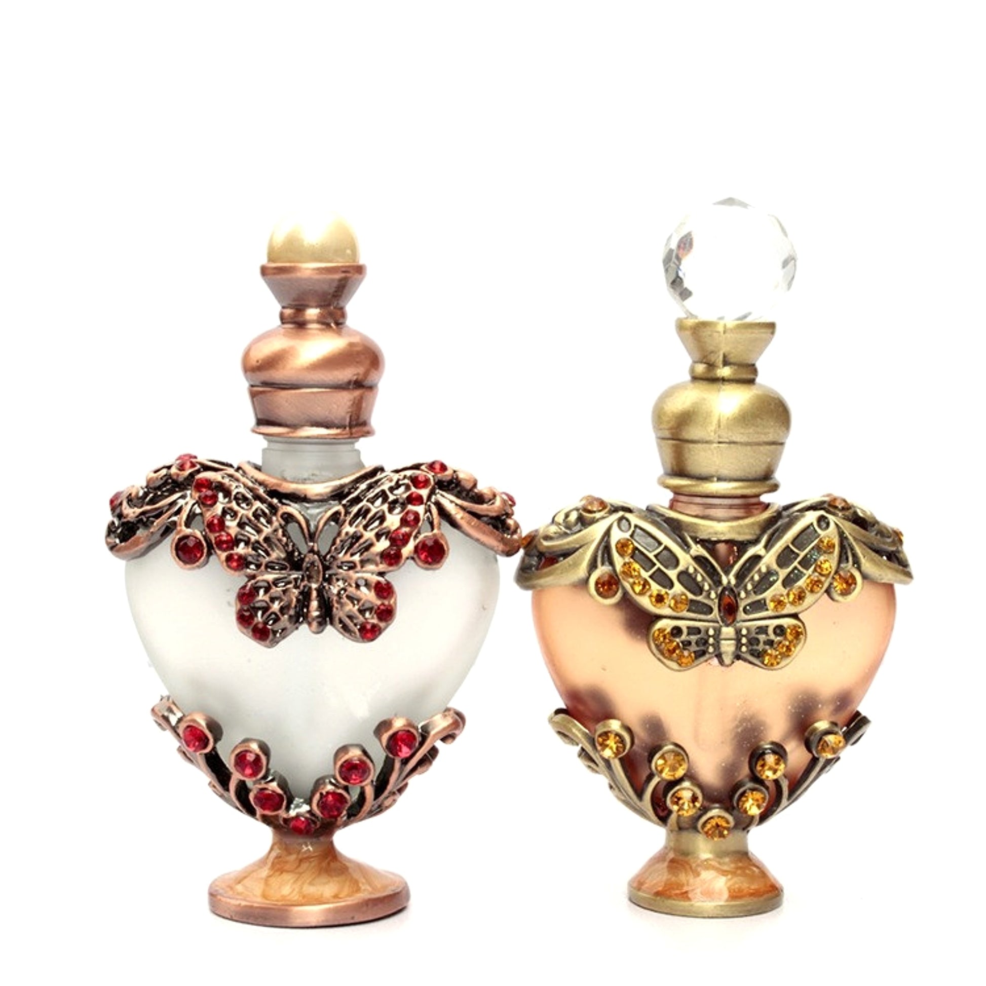 Heart-shaped Middle East Perfume Bottle with Colored Stones Single Bottle - enhanced image 2
