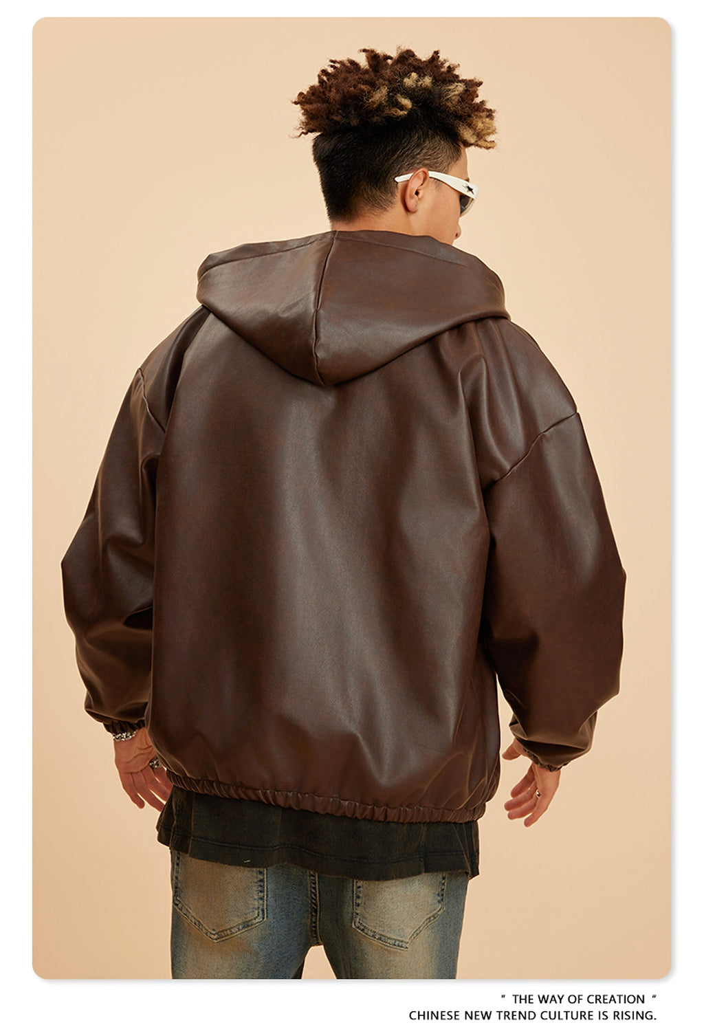 Heavy American Retro Fashion Brand Leather Coat Jacket Ment - enhanced image 2