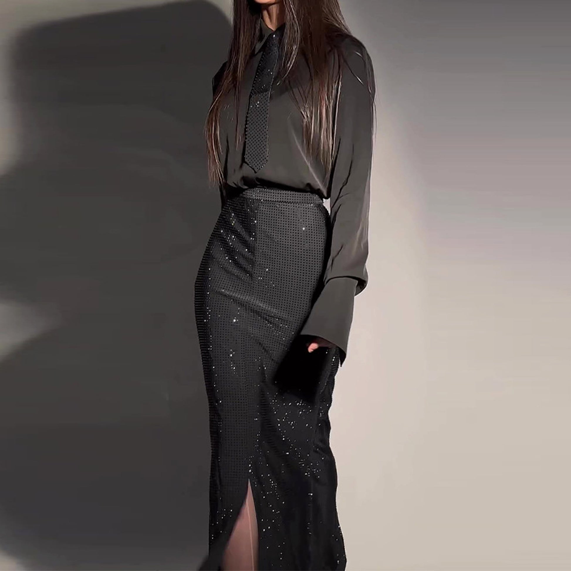 Heavy Industry Hot Diamond Split Wrap Hip Skirt Set - enhanced image 2