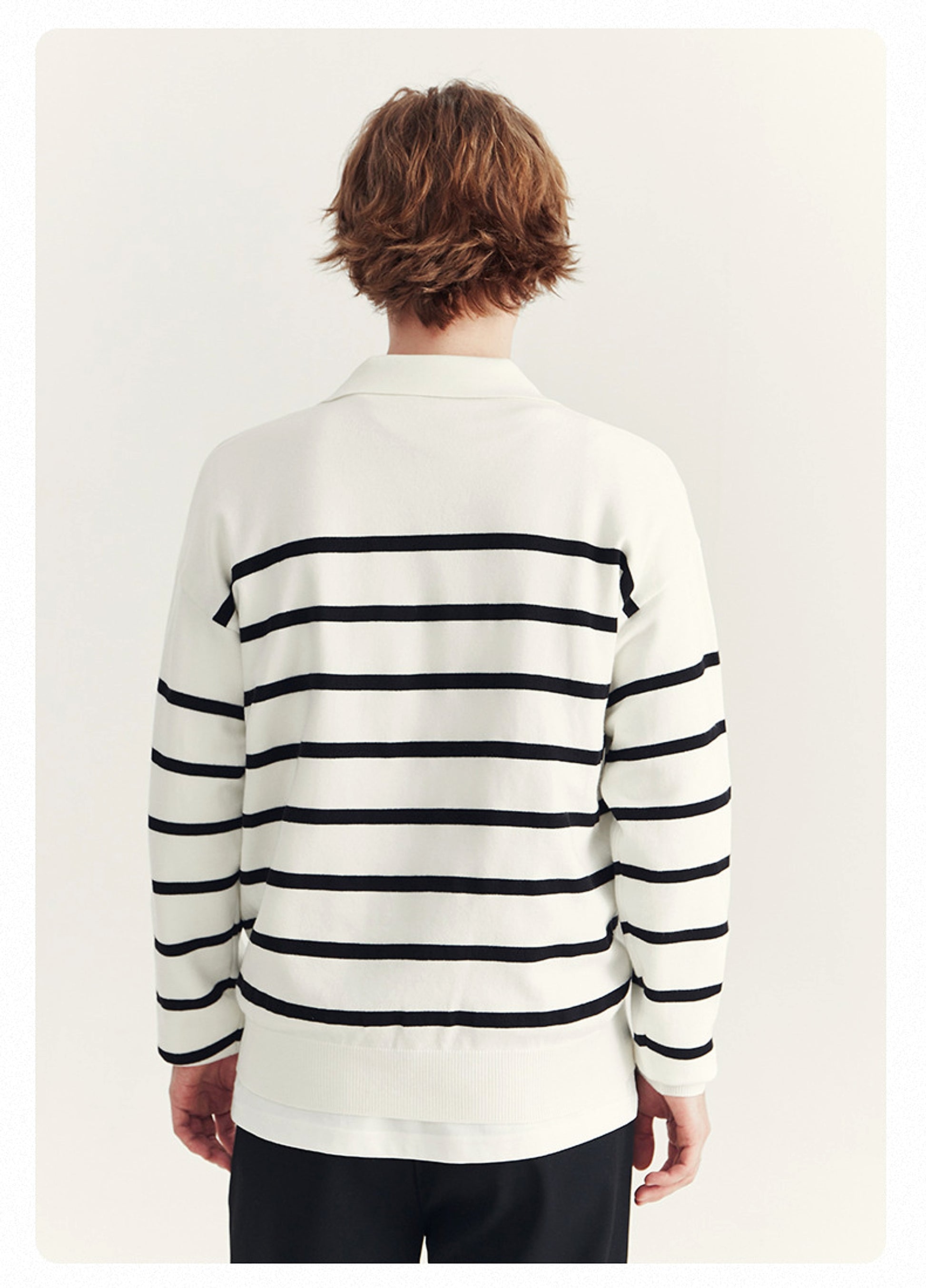High-grade Loose Contrast Color Striped Sweater Long Sleeve Inner Wear Sweater For Men - enhanced image 2