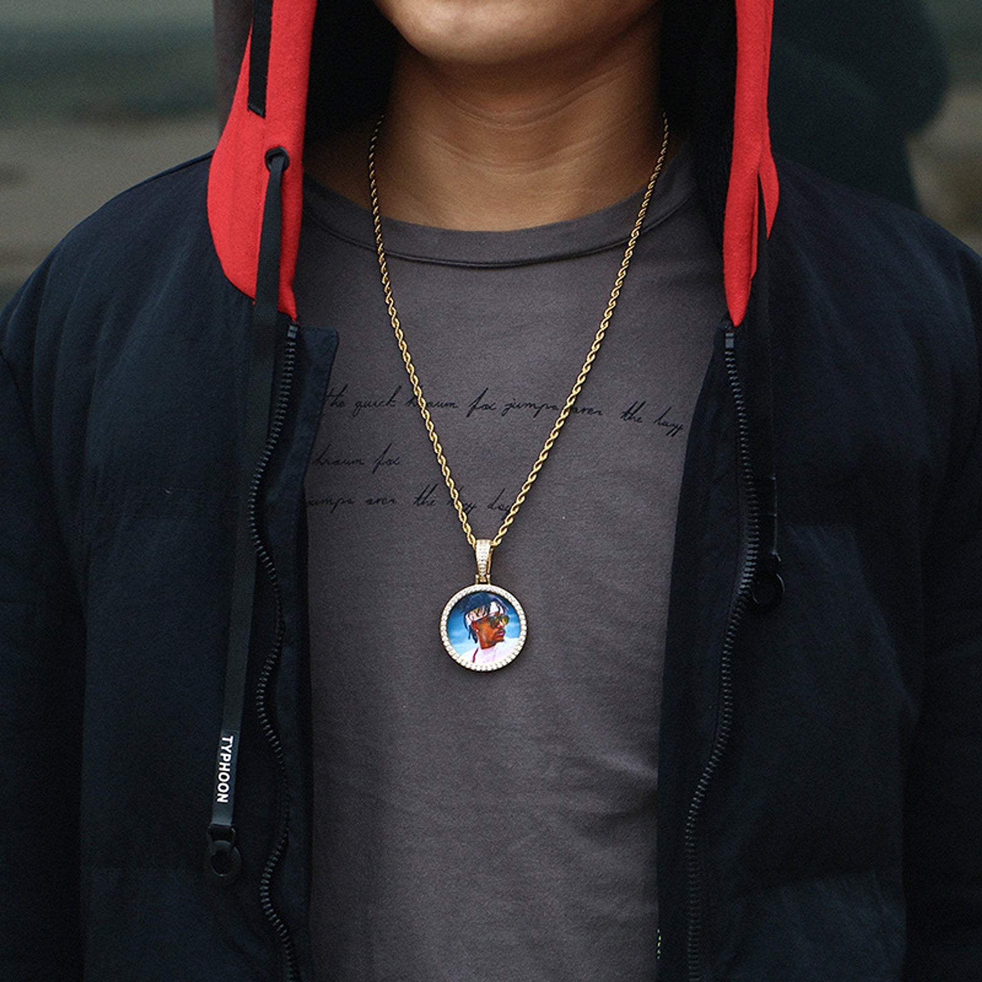 Hip Hop Personalized Pendant Photo Necklace - enhanced image 2