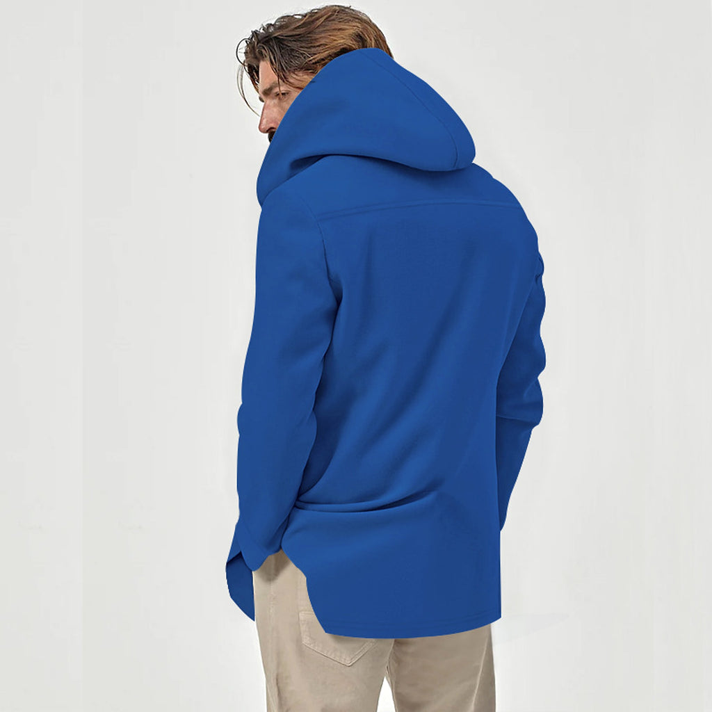A1. Hooded Double-breasted Casual Mid-length Trench Coat - enhanced image 2