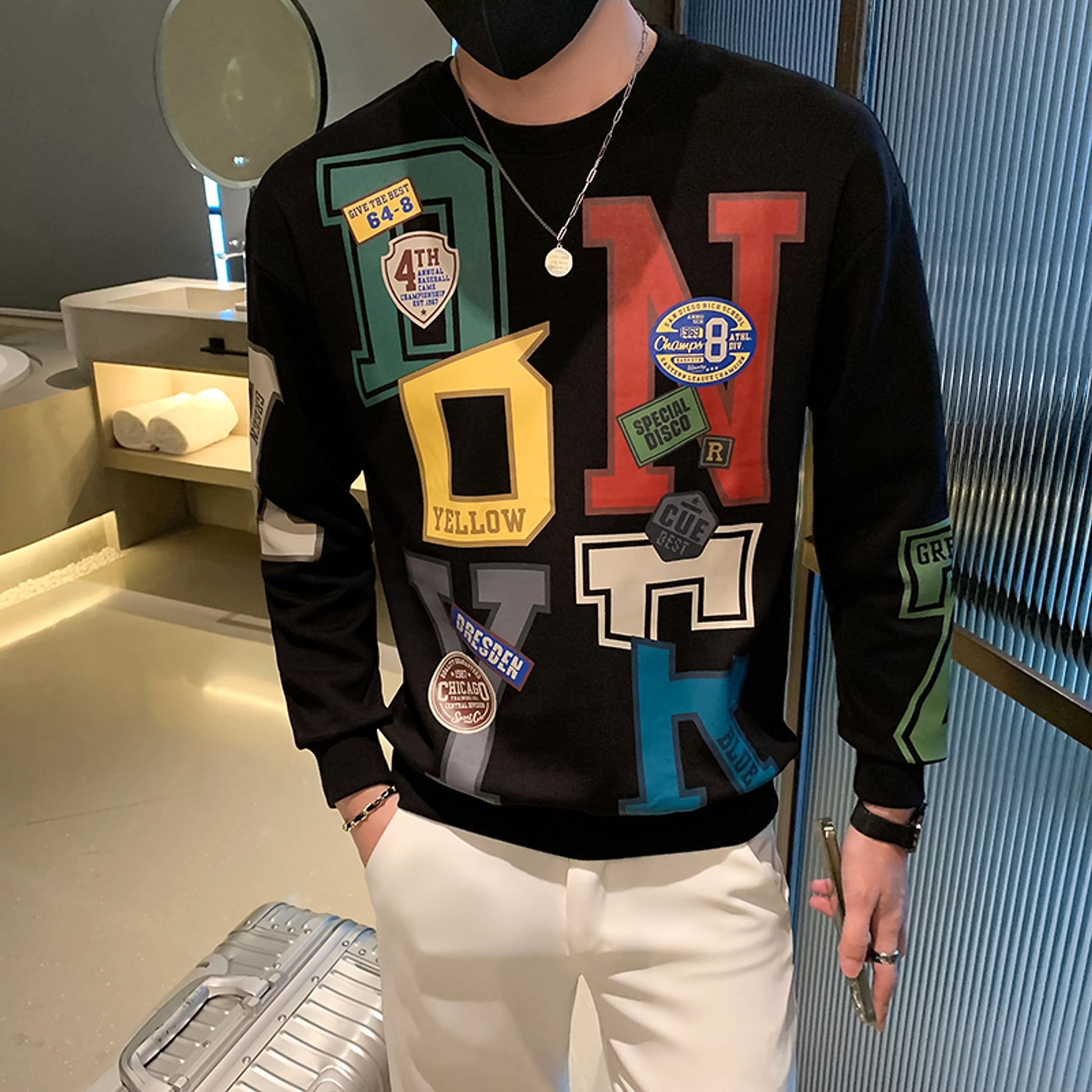 Round Neck Long Sleeve Menswear Fashion Brand Velvet Padded Thickened Coat Top - enhanced image 2