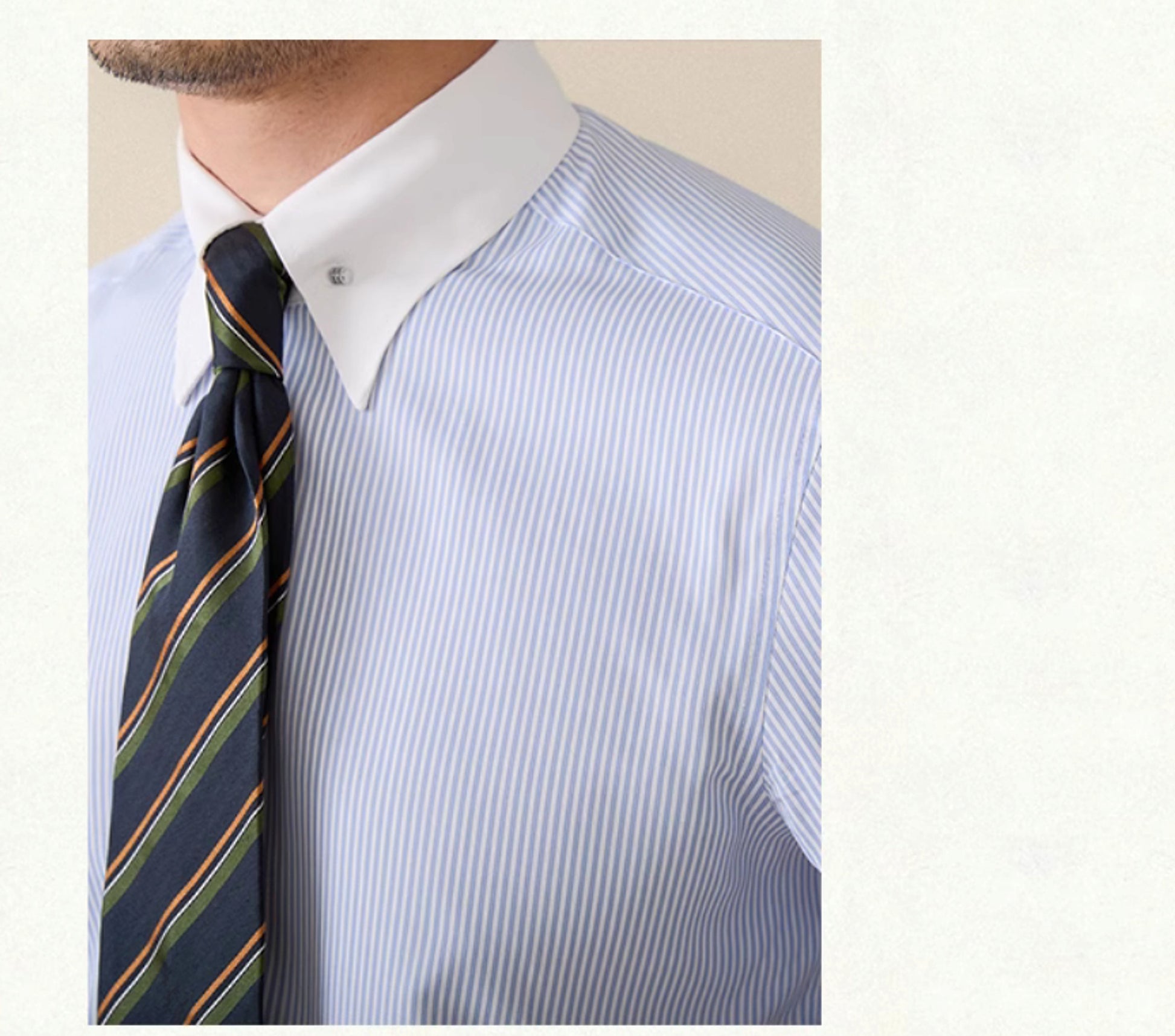 Italian Business Color Matching Pinhole Collar Non-ironing Striped Long Sleeve Shirt - enhanced image 2