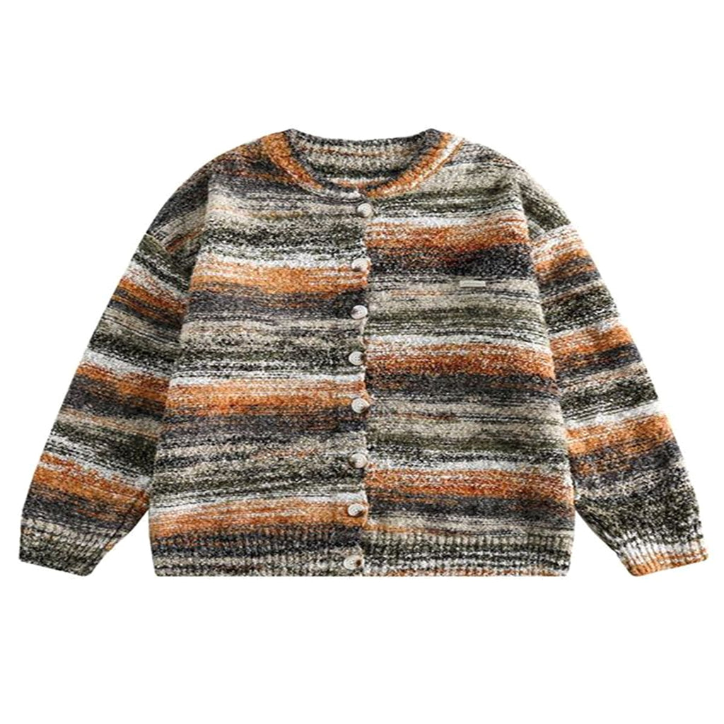 Japanese Street Harajuku Style Knitted Cardigan Gradient Neutral Loose Sweater Coat - enhanced image 2