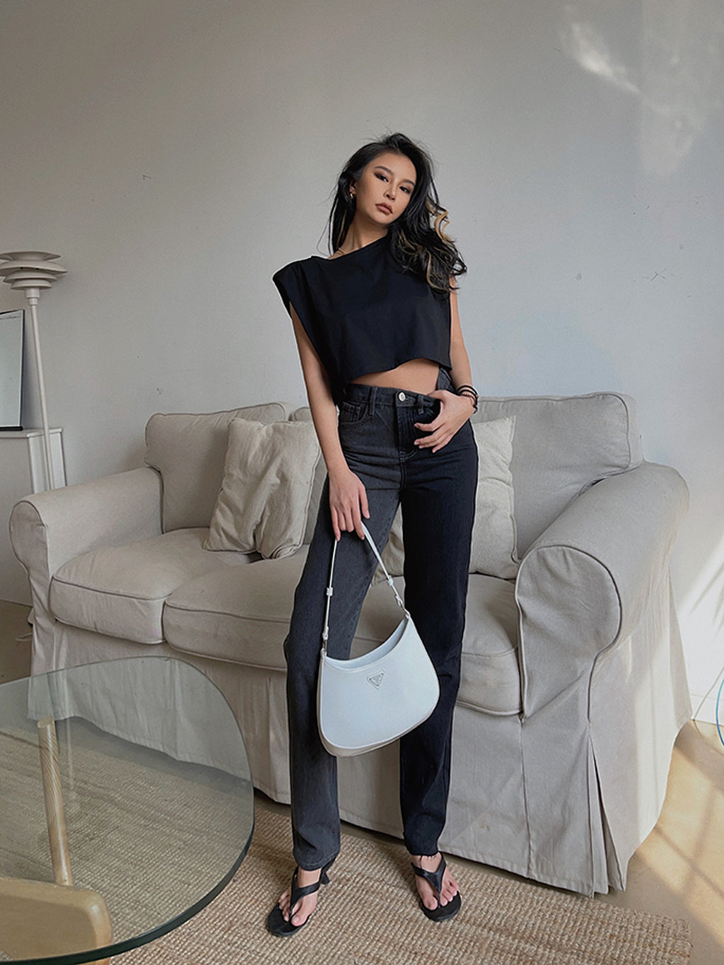 Jeans Look Thin Straight Trousers Women - enhanced image 2