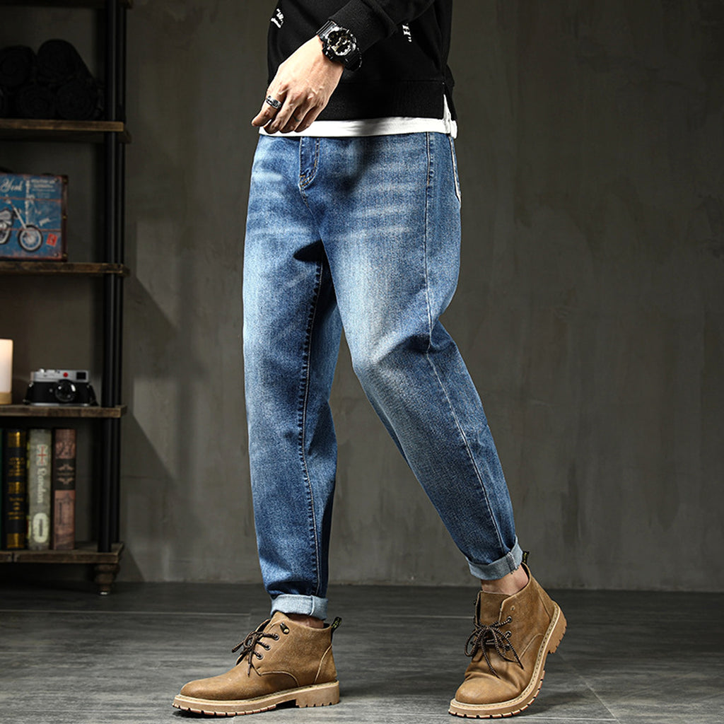 Jeans Loose Plus Fat Plus Size Harem Trousers Stretch Feet Jeans Men - enhanced image 2