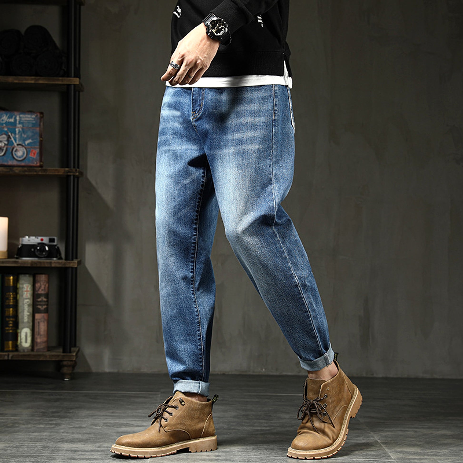 Jeans Loose Plus Fat Plus Size Harem Trousers Stretch Feet Jeans Men - enhanced image 2
