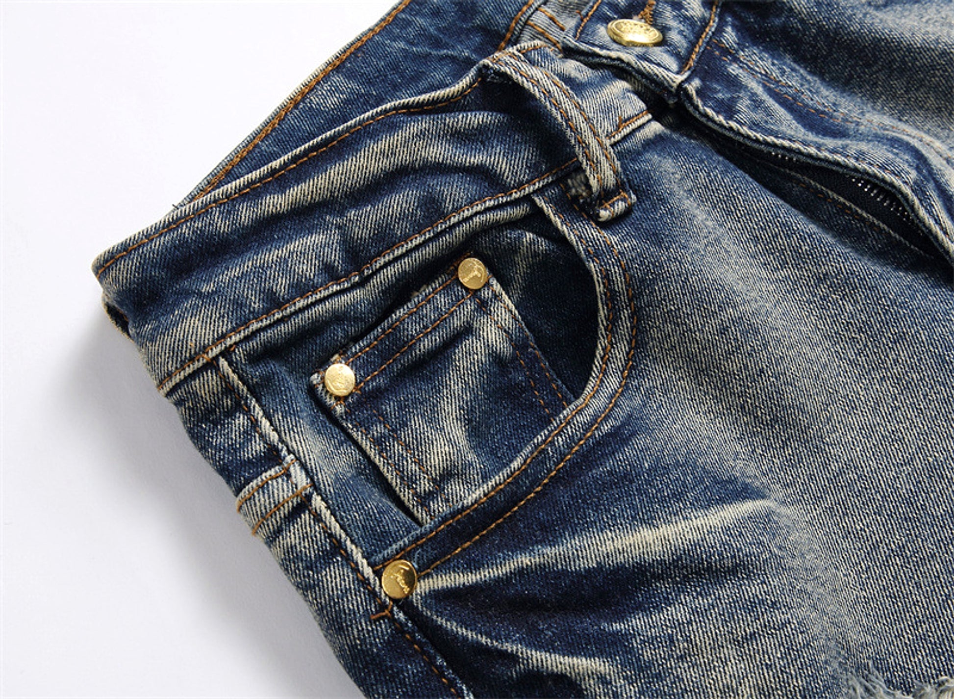 RawEdge™ – Distressed Patchwork Slim Jeans - enhanced image 2