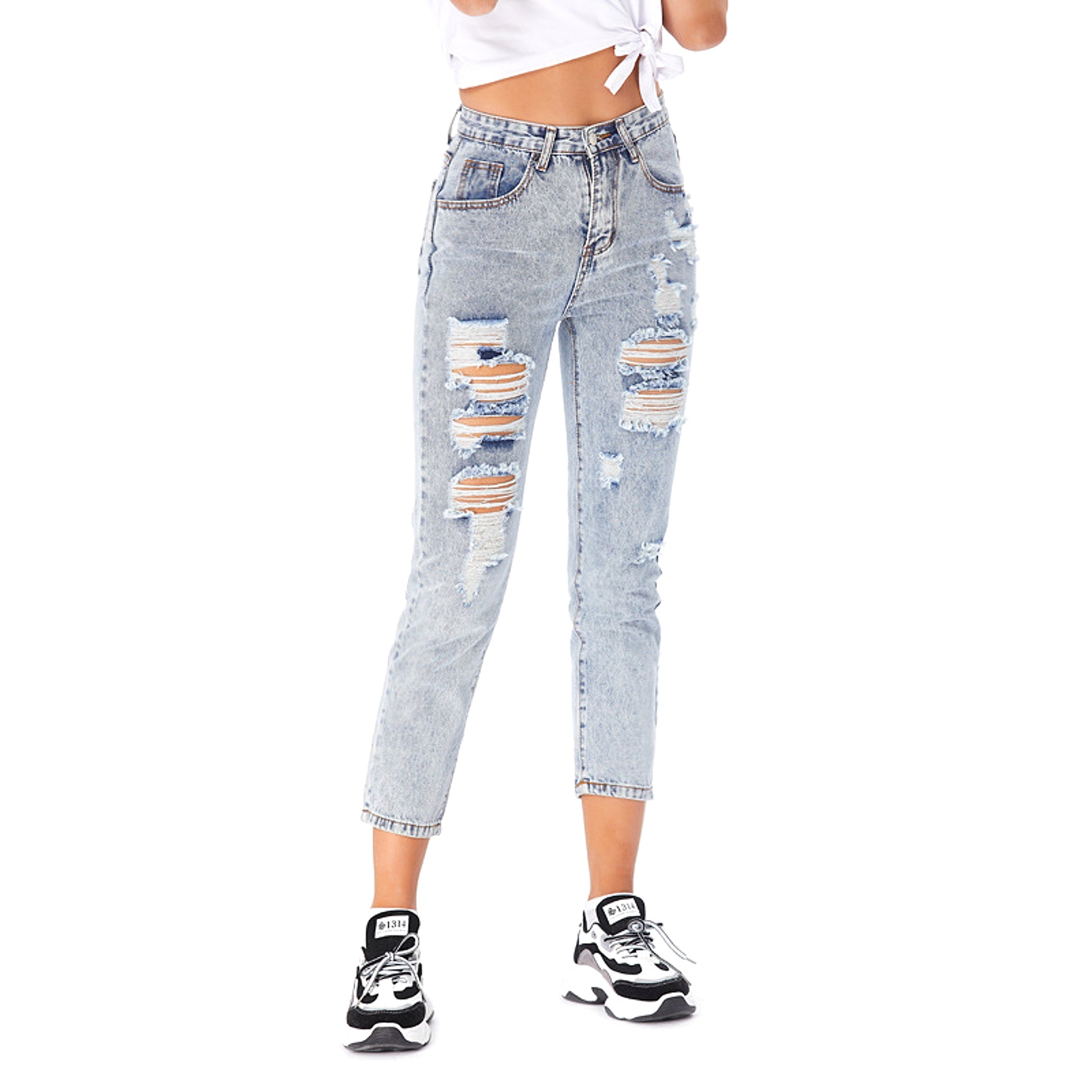 Jeans Women's Ripped Spring Casual Loose Jeans - enhanced image 2