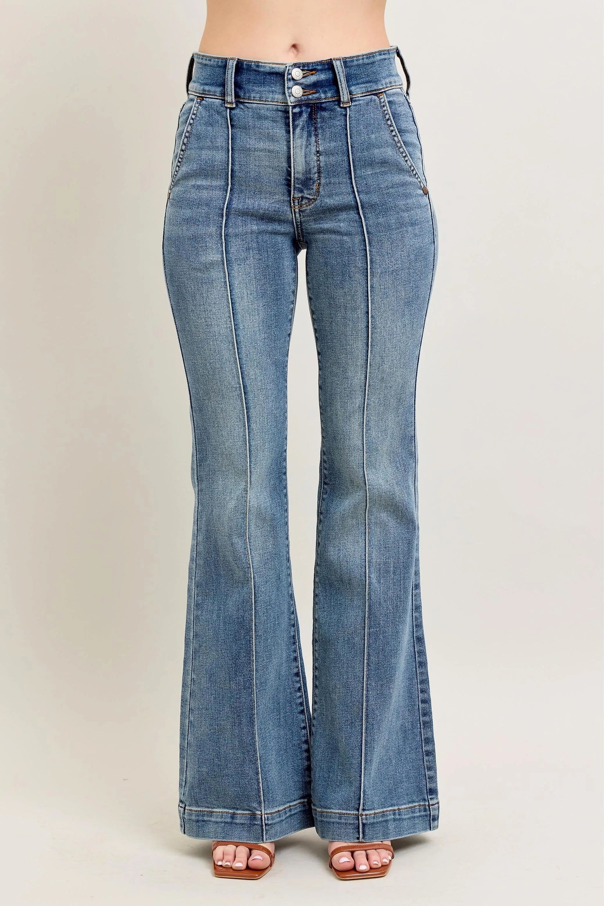 Judy Blue Full Size High-Waist Flare Denim Jeans with Front Seam Detail Plus Size - enhanced image 2