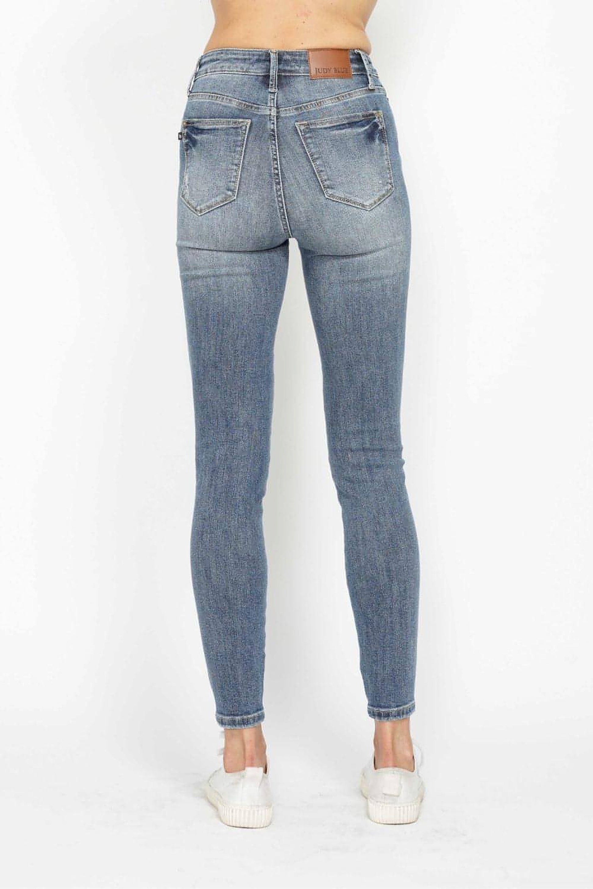 Judy Blue Full Size Tummy Control Contrast Wash Skinny Jeans - enhanced image 2