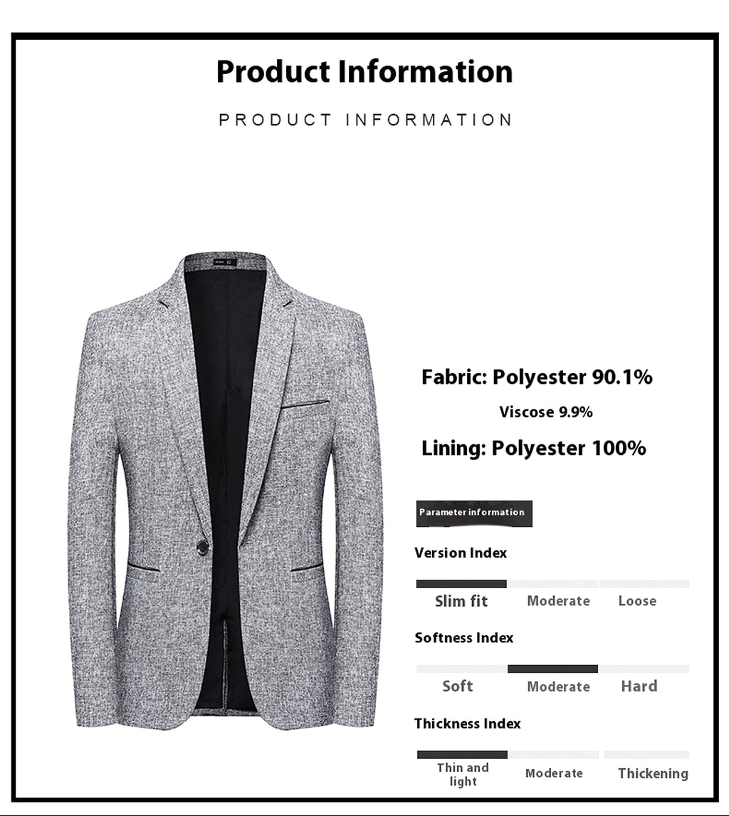 Korean-style Slim-fit Single Row One Button Small Business Suit Coat - enhanced image 2