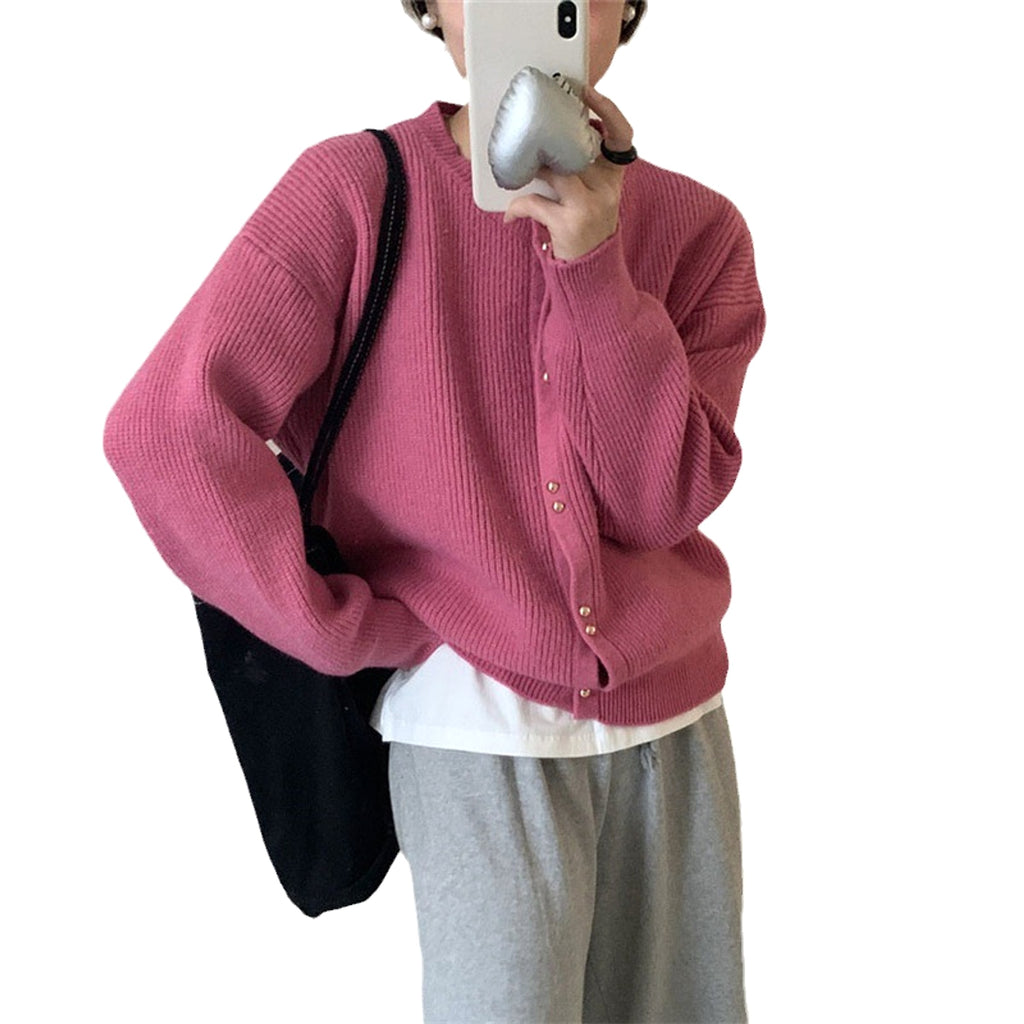 Korean Style Women's Long Sleeve Sweater Coat - enhanced image 2