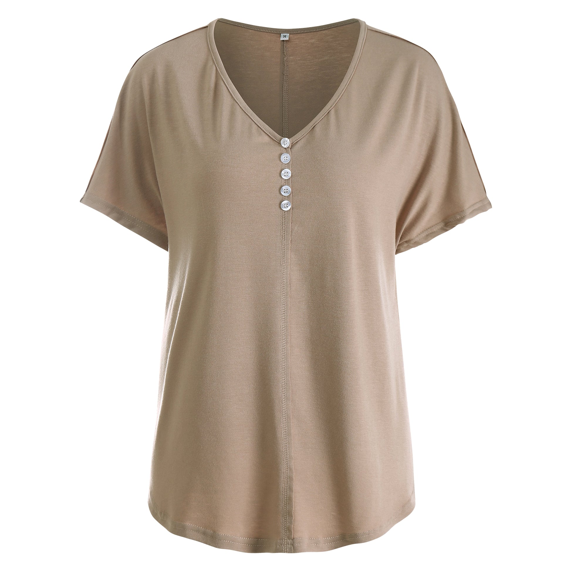 Ladies Casual Pullover Short Sleeve Top Fashion V-Neck T-Shirt - enhanced image 2