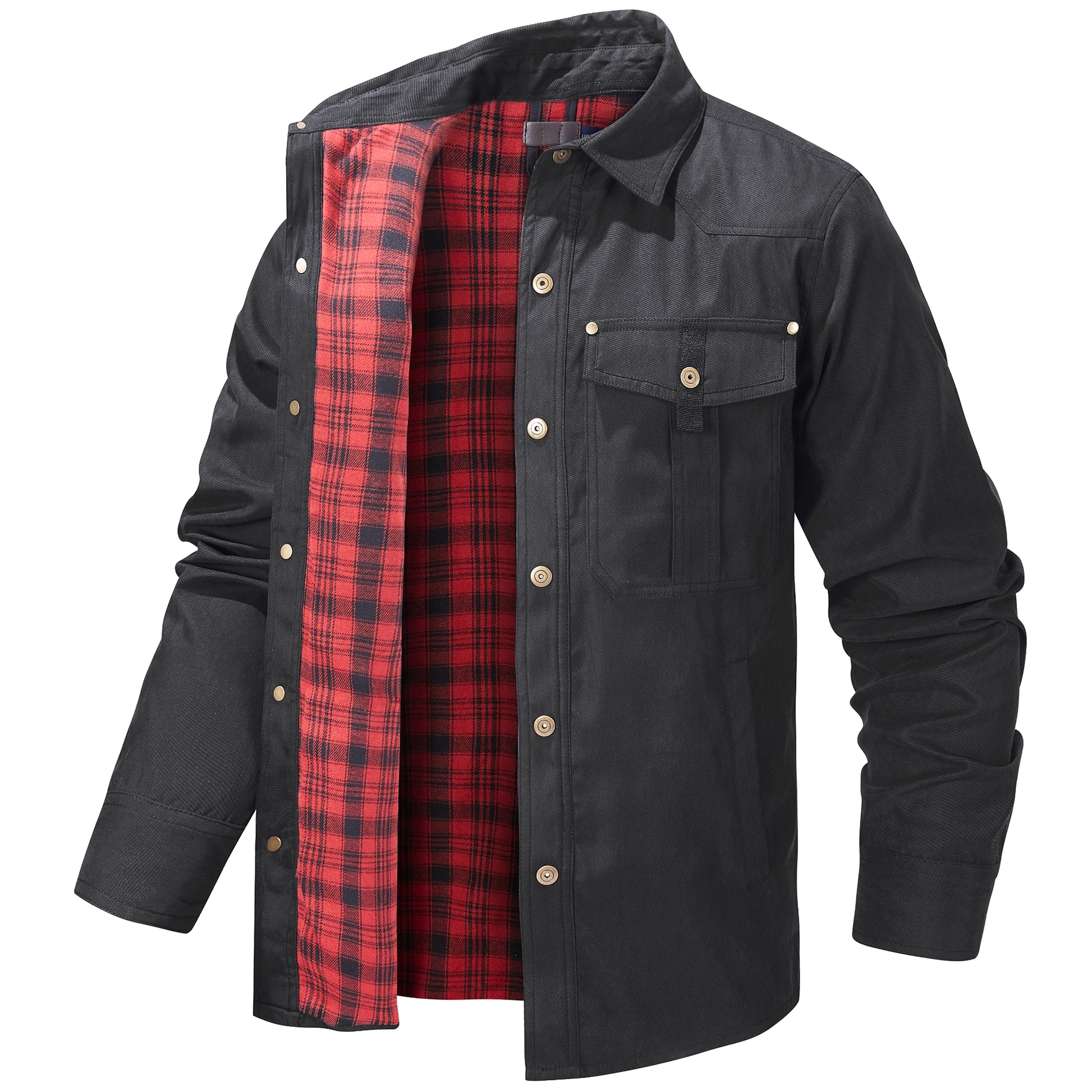 A.1 Lapel Plaid Flannel Casual Retro Western Style Jacket Men - enhanced image 2