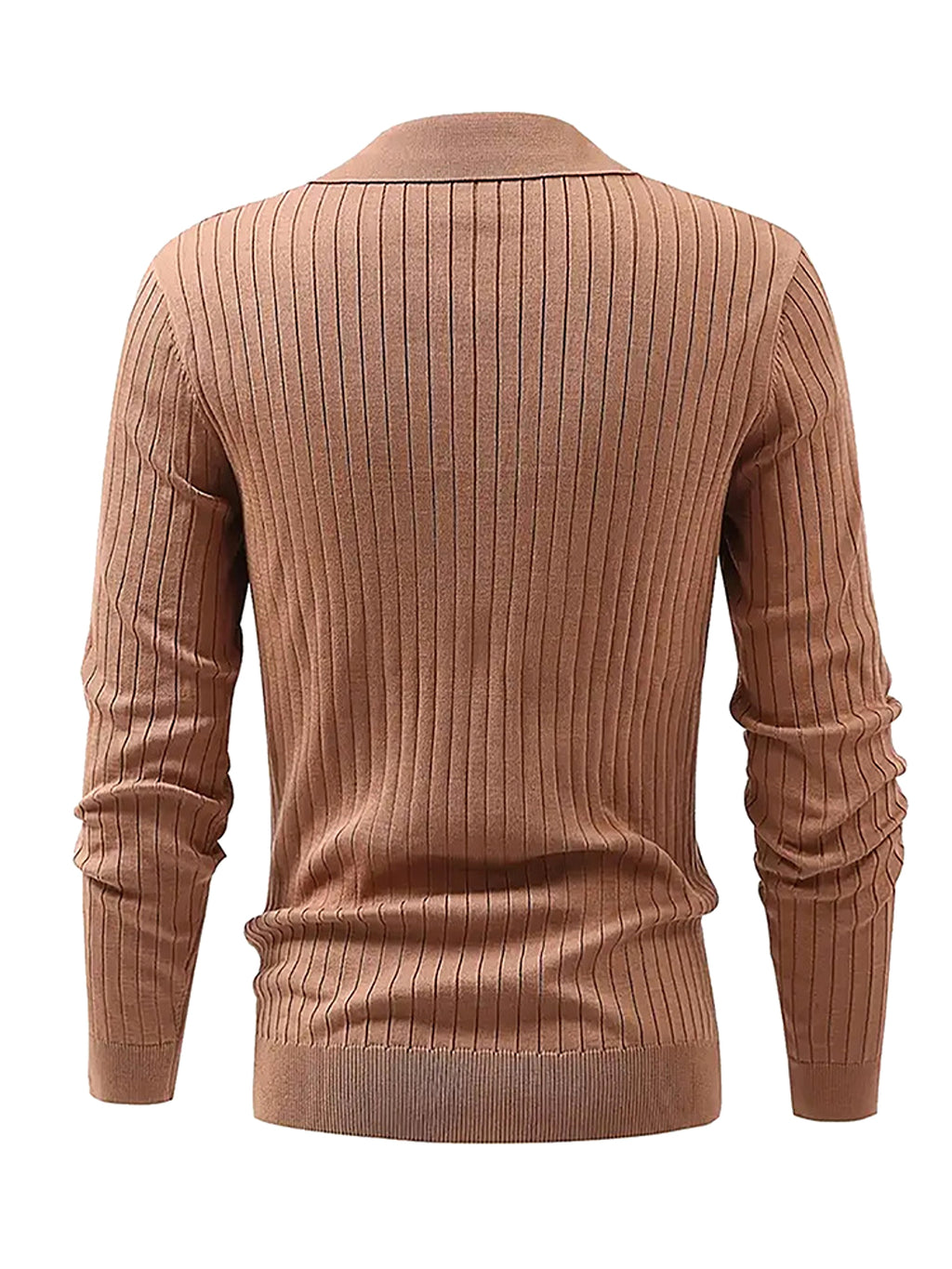 Lapel Texture Stretch Slim Knit Polo T-Shirt Men - enhanced image 2