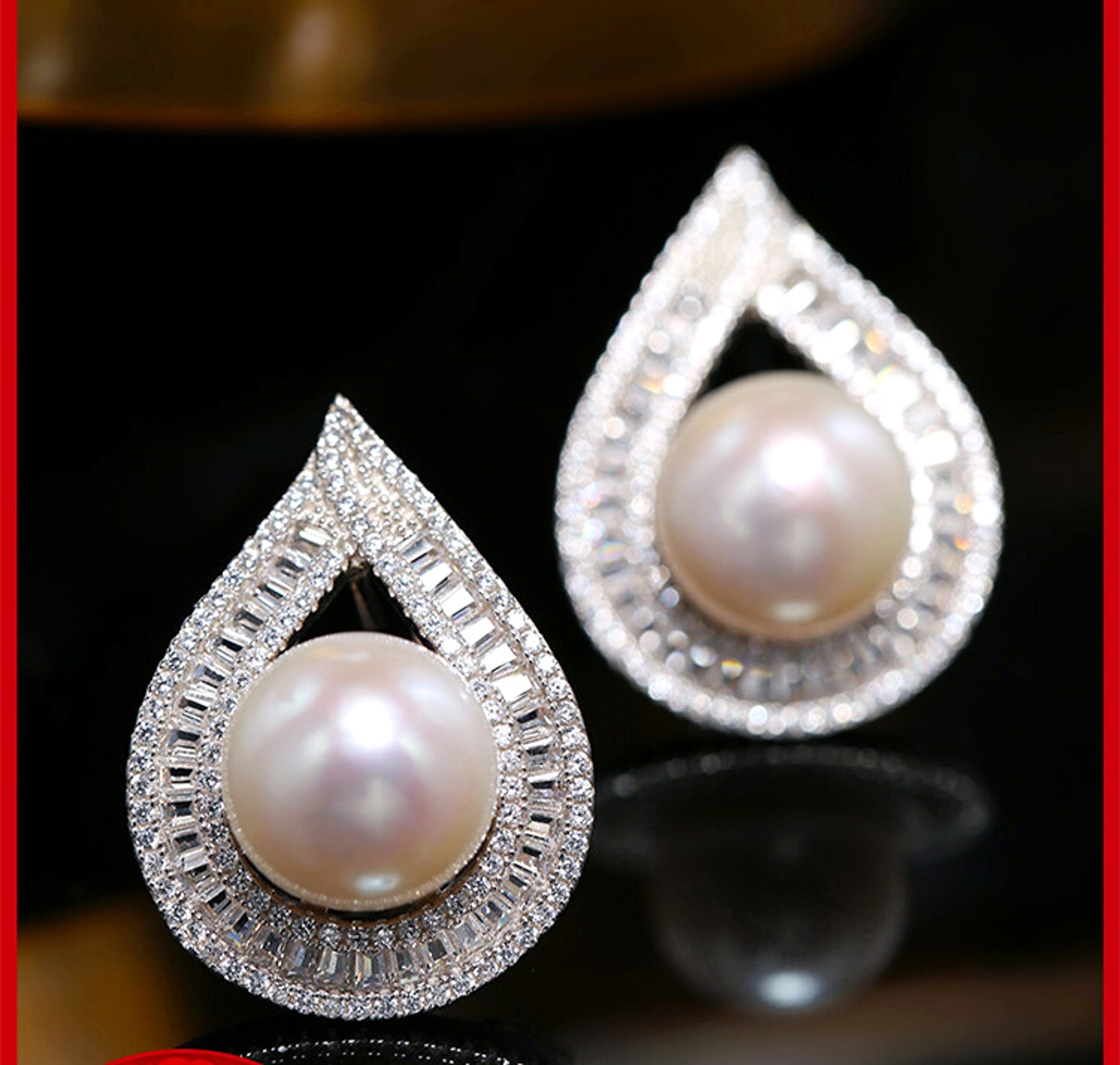 Large Grain Freshwater Pearl Stud Earrings - enhanced image 2