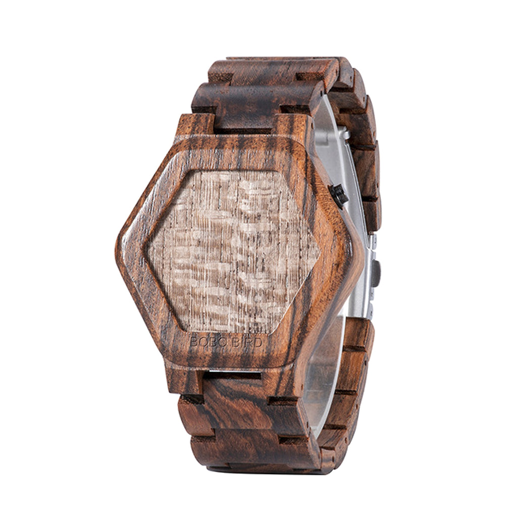 Z. LED Display Wooden Watch Men Wristwatches Wood Night Vision - enhanced image 2