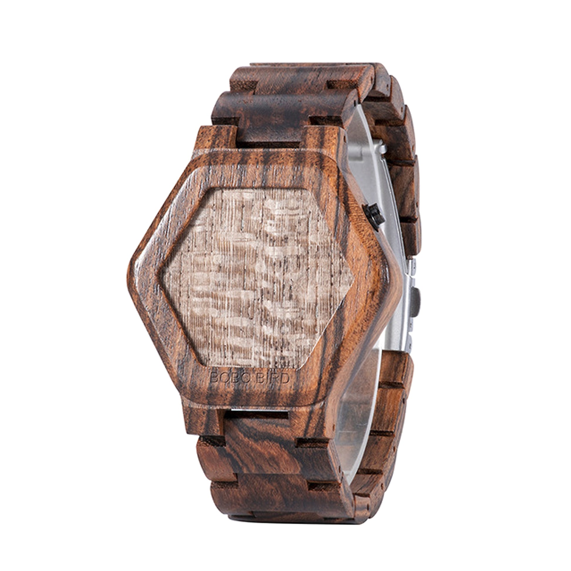 Z. LED Display Wooden Watch Men Wristwatches Wood Night Vision - enhanced image 2