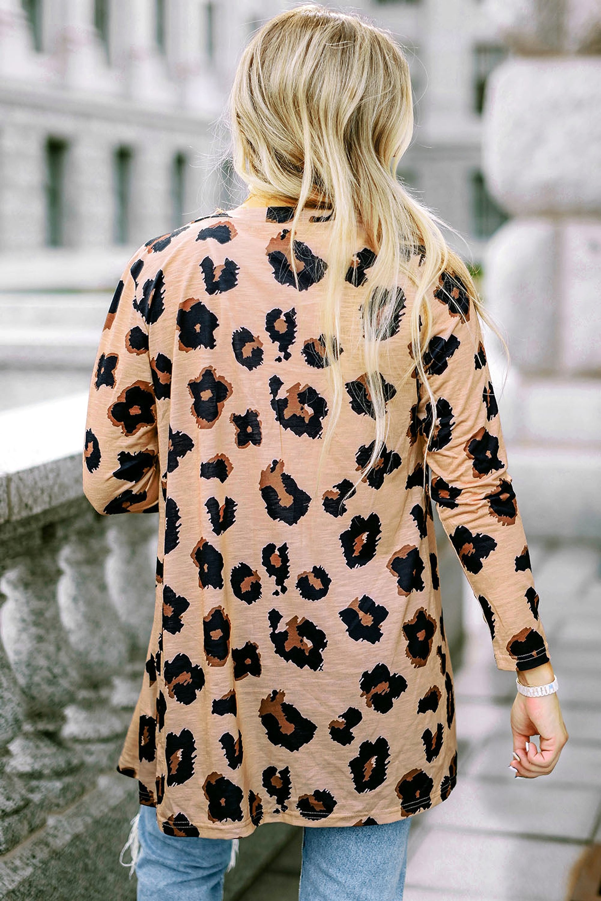 Leopard Printed Open Front Cardigan - enhanced image 2