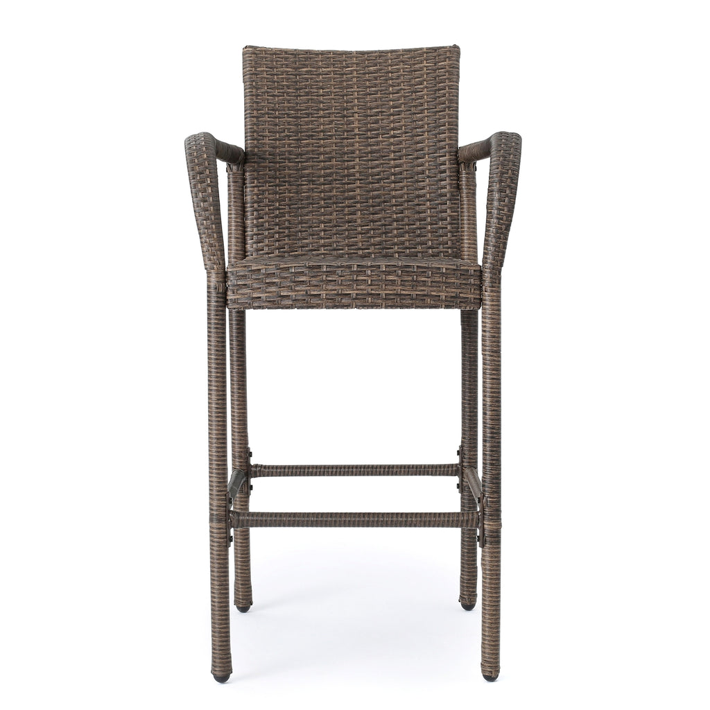 LuneluX_Home – Modern Outdoor Rattan Bar Stool (Brown) - enhanced image 2
