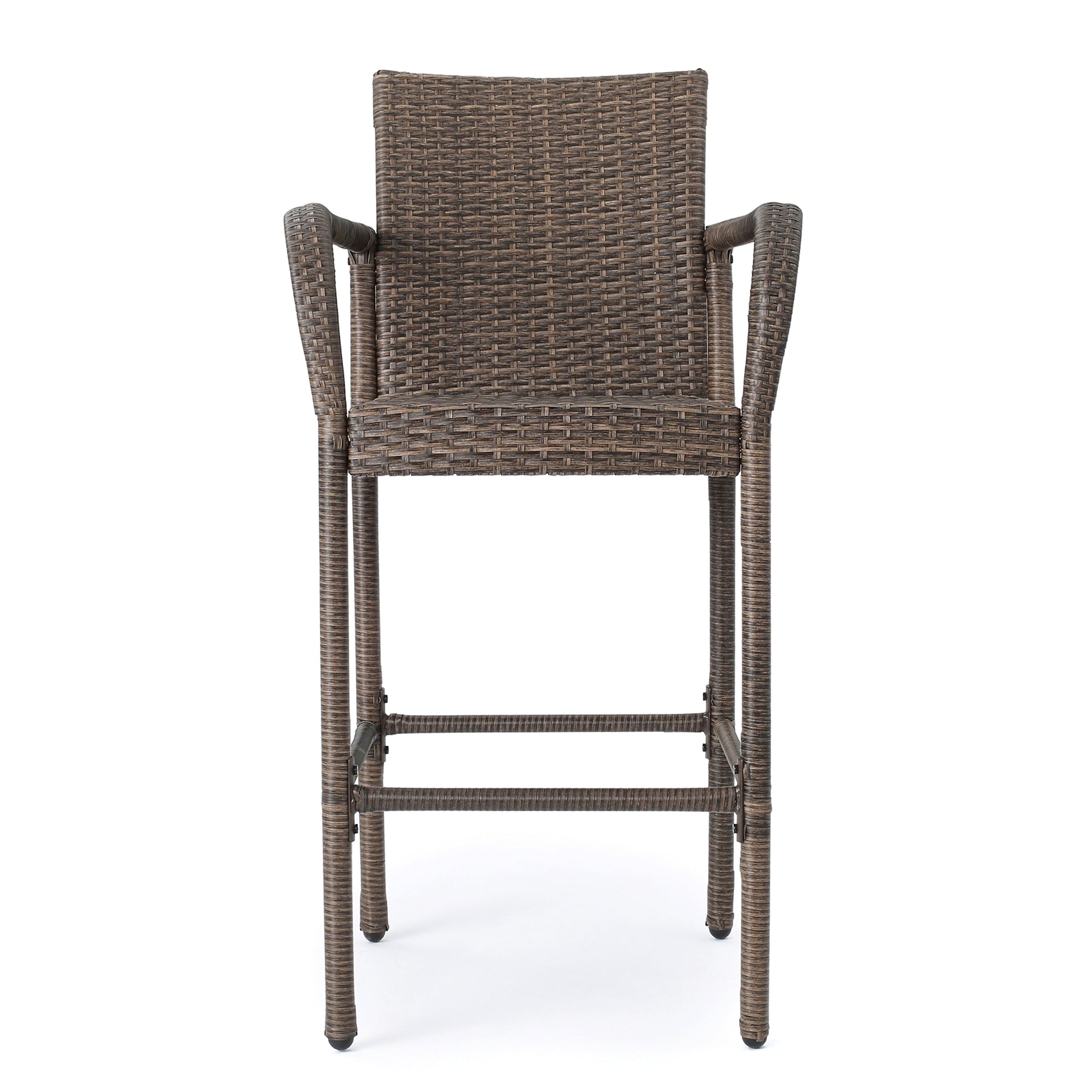 LuneluX_Home – Modern Outdoor Rattan Bar Stool (Brown) - enhanced image 2