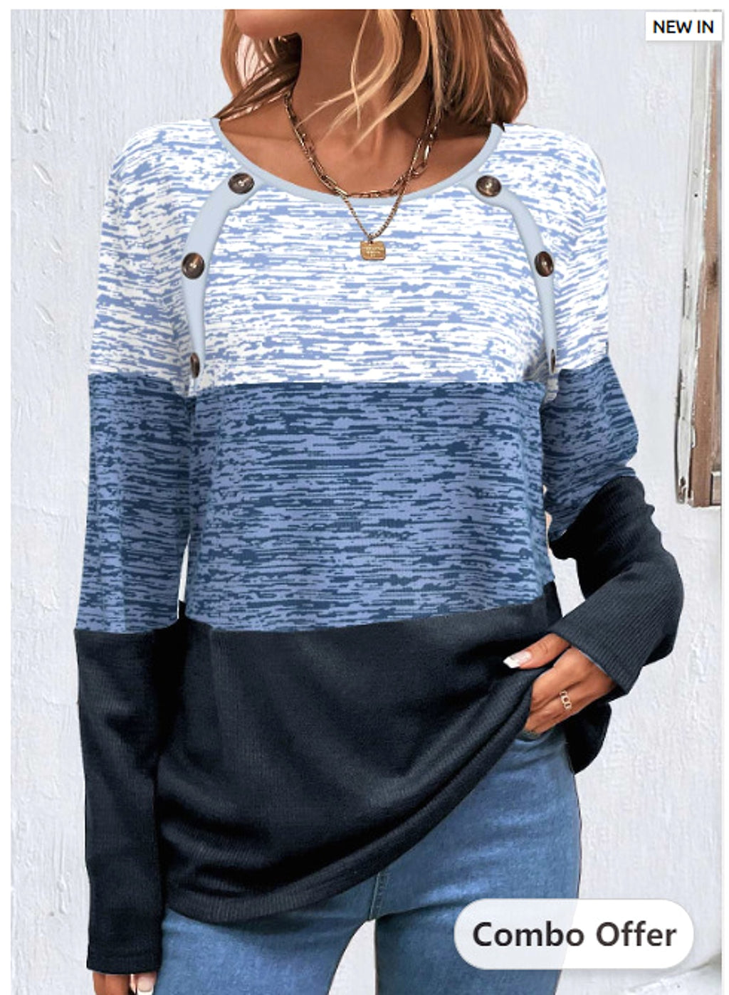 Long Sleeve T-shirt Women Button - enhanced image 2