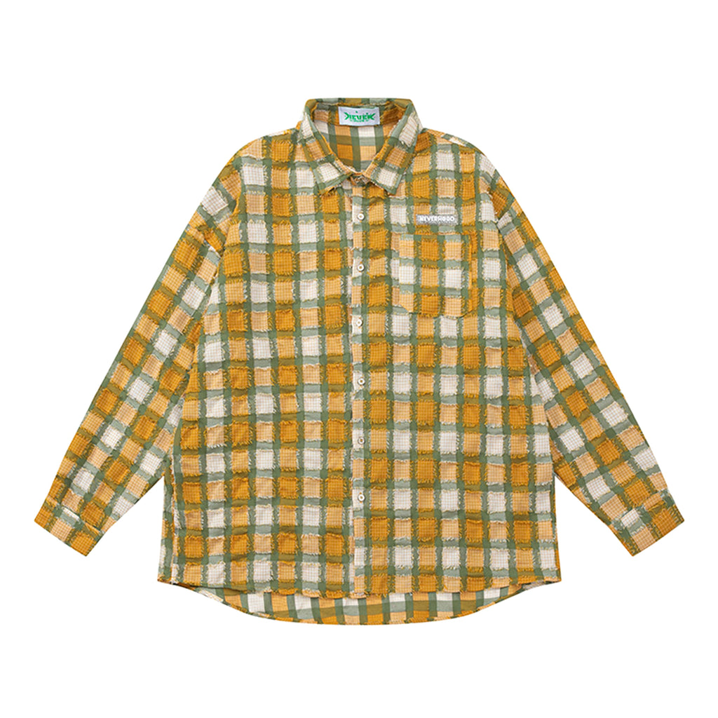 Loose Casual  High Street Frayed Design Lapel Women DressShirt - enhanced image 2