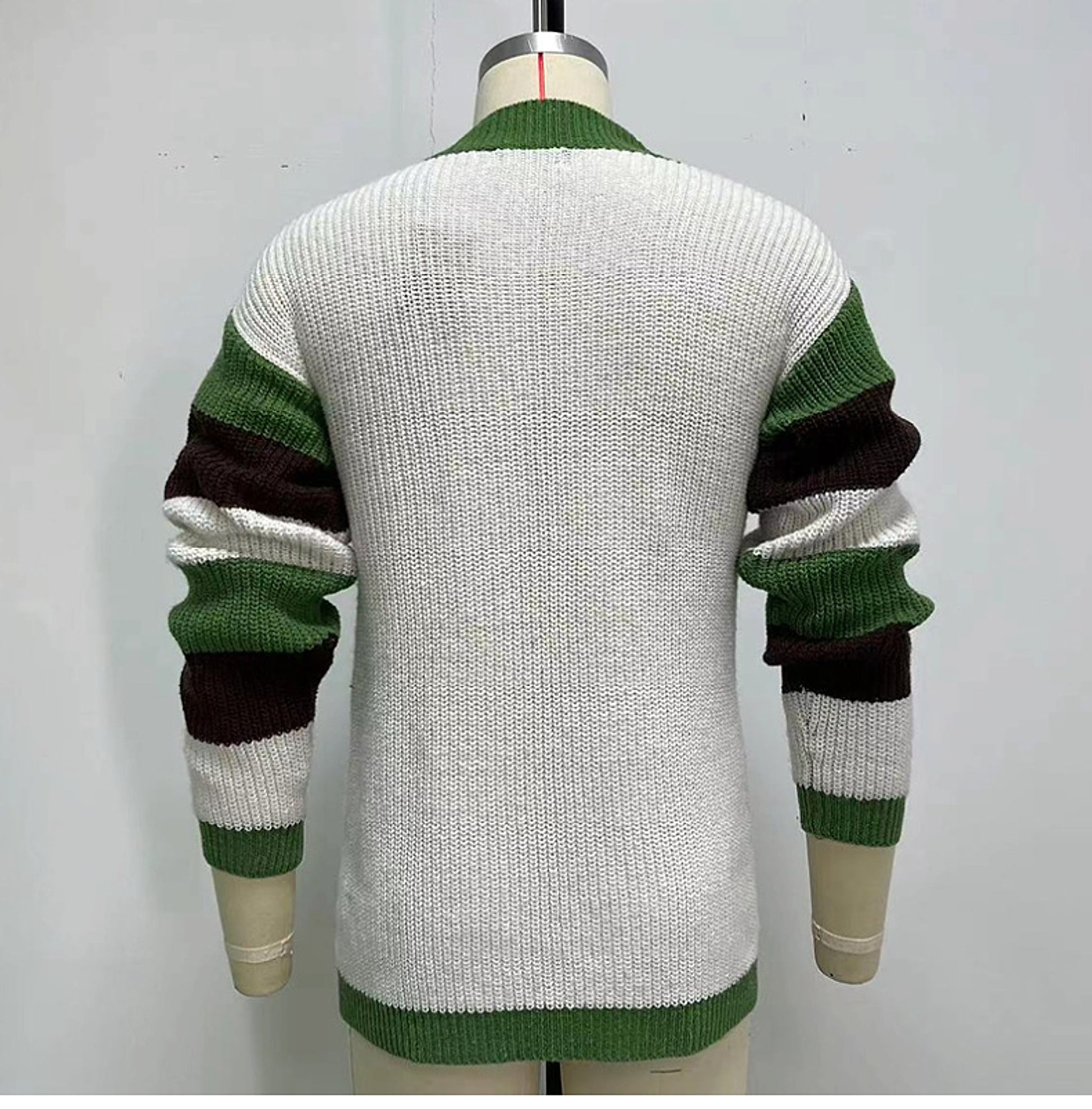 A.1 Loose Contrast Color Woolen Cardigan Jacket Sweater Men - enhanced image 2