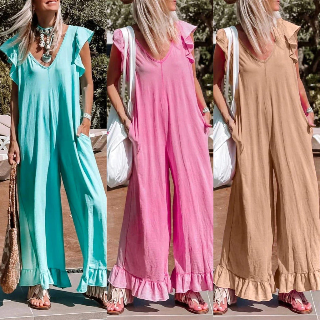 Loose Lotus Leaf Jumpsuit Casual Jumpsuit - enhanced image 2