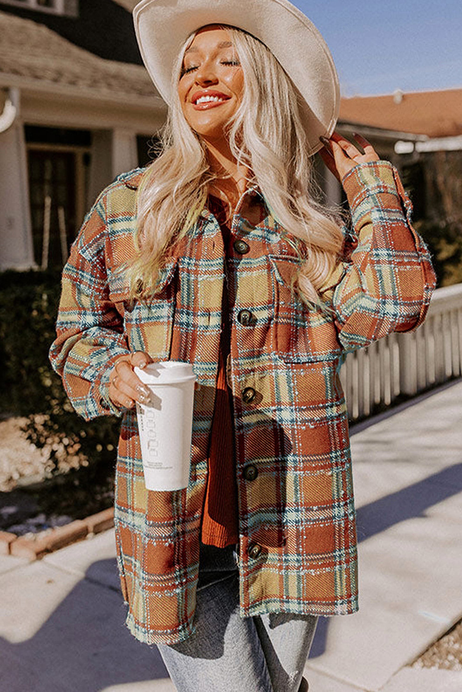 Loose Plaid Coat Women's Fashionable Outerwear Long-sleeved Top jacket - enhanced image 2
