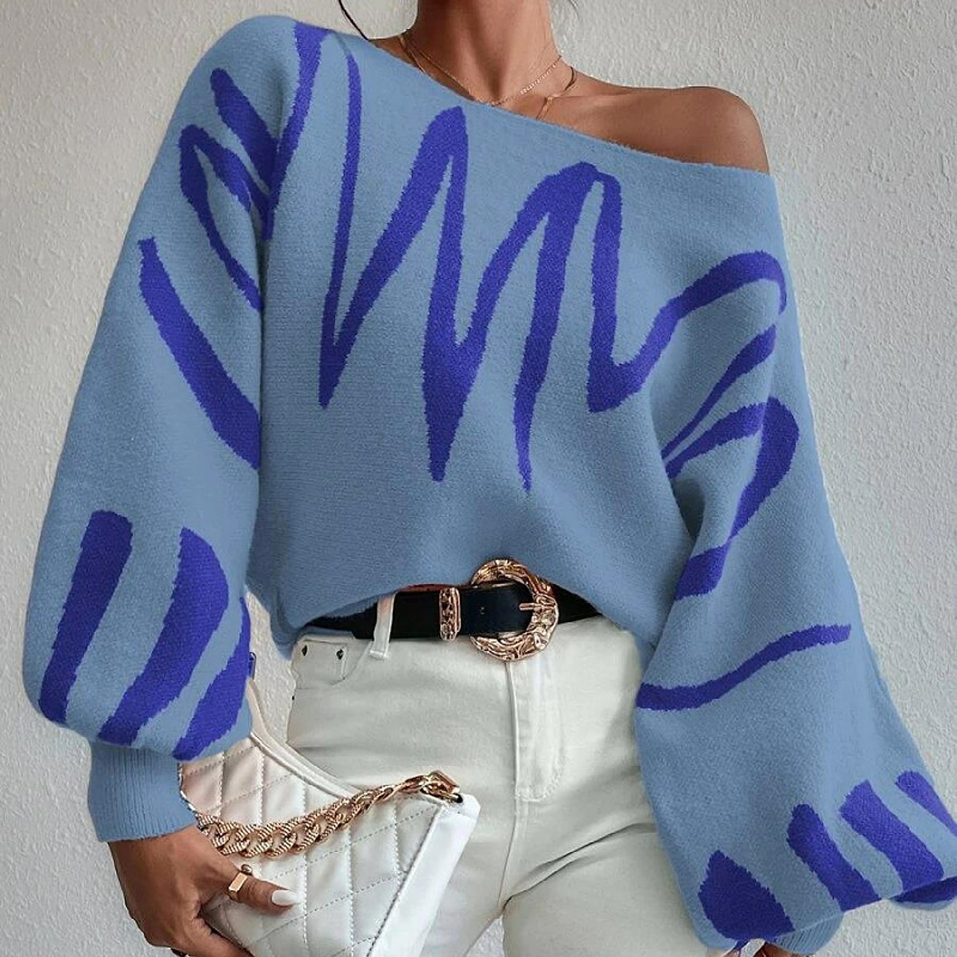 Loose Pullover Knitting Sweater Women - enhanced image 2