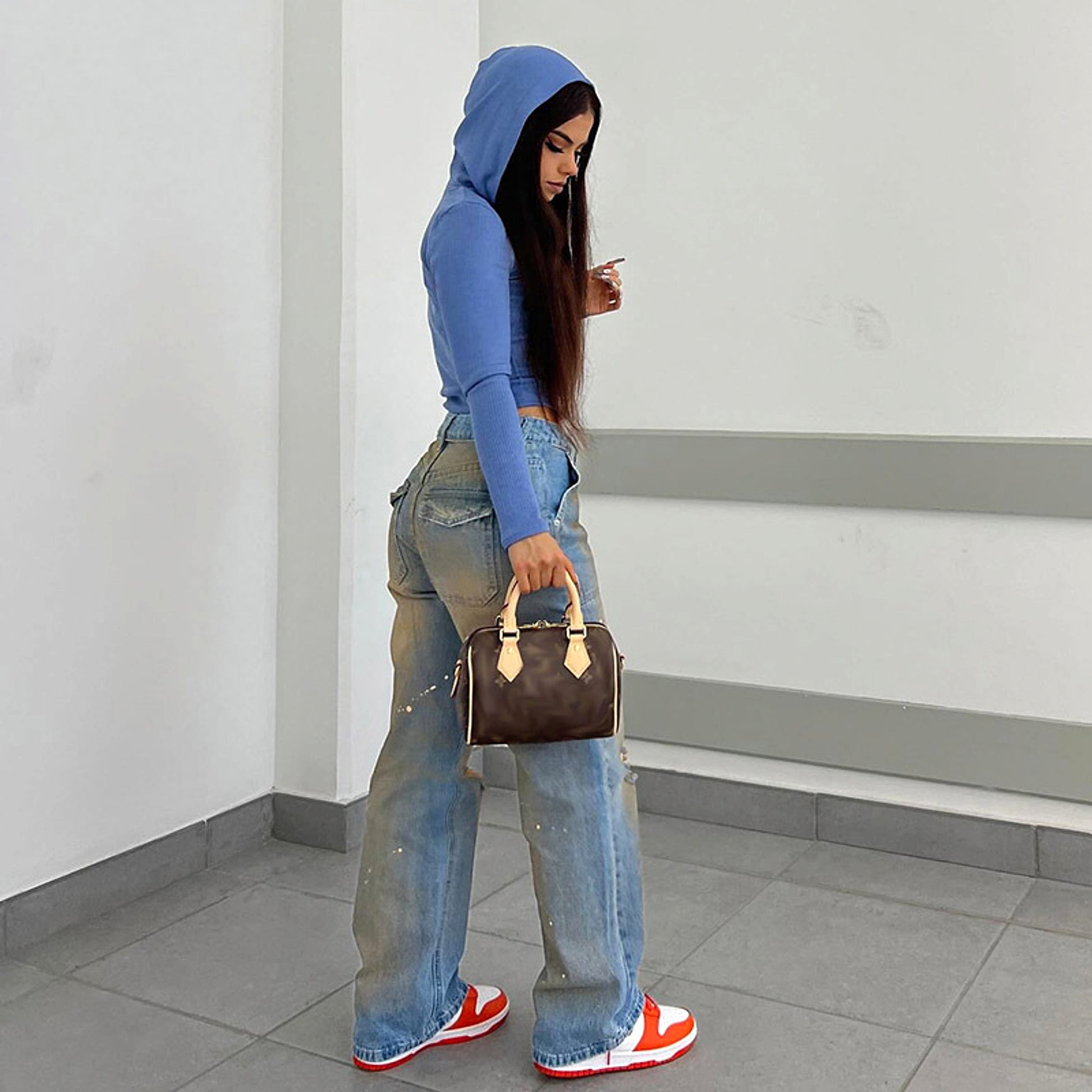 A1. Loose Straight Fashion Street Denim Trousers For Women - enhanced image 2