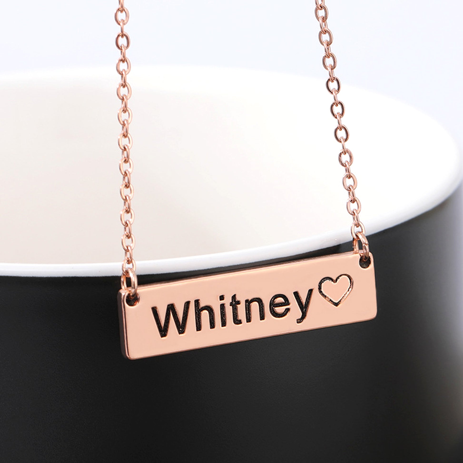 Love Hollow Square Brand Name Custom Necklace - enhanced image 2