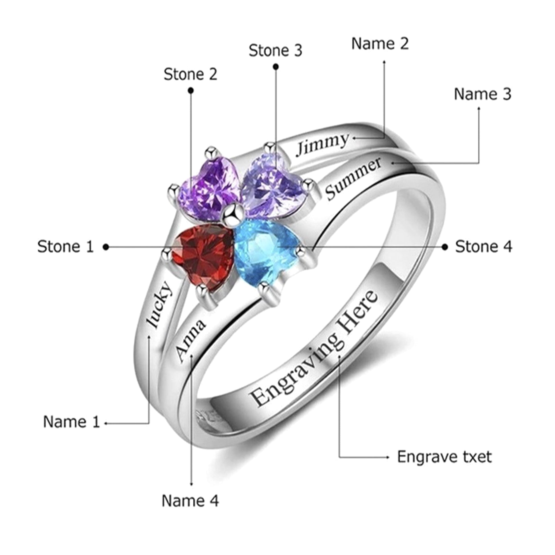 Lovers Rings Silver Rings Female And Male Pair Gift Lettering - enhanced image 2