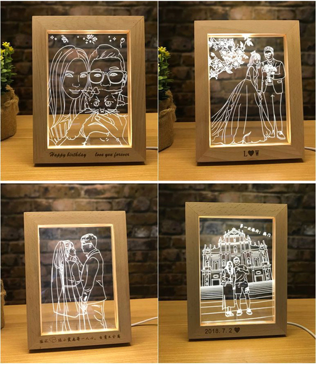 LumiFrame™ – Custom LED Wood Photo Frame with Engraving - enhanced image 2