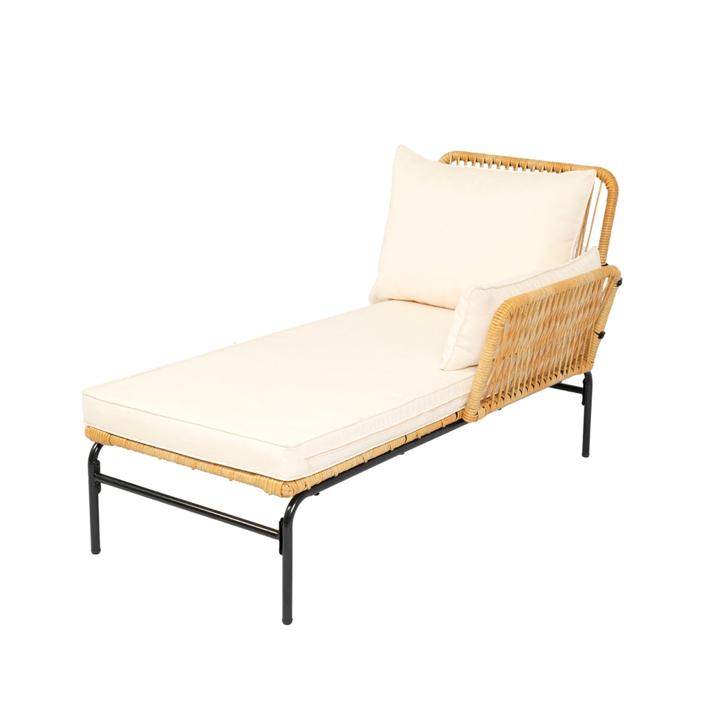 LuneluX_Home – 3-Piece Outdoor Patio Wicker Set with Thick Cushions (Light Yellow Wicker + Cream) - enhanced image 2