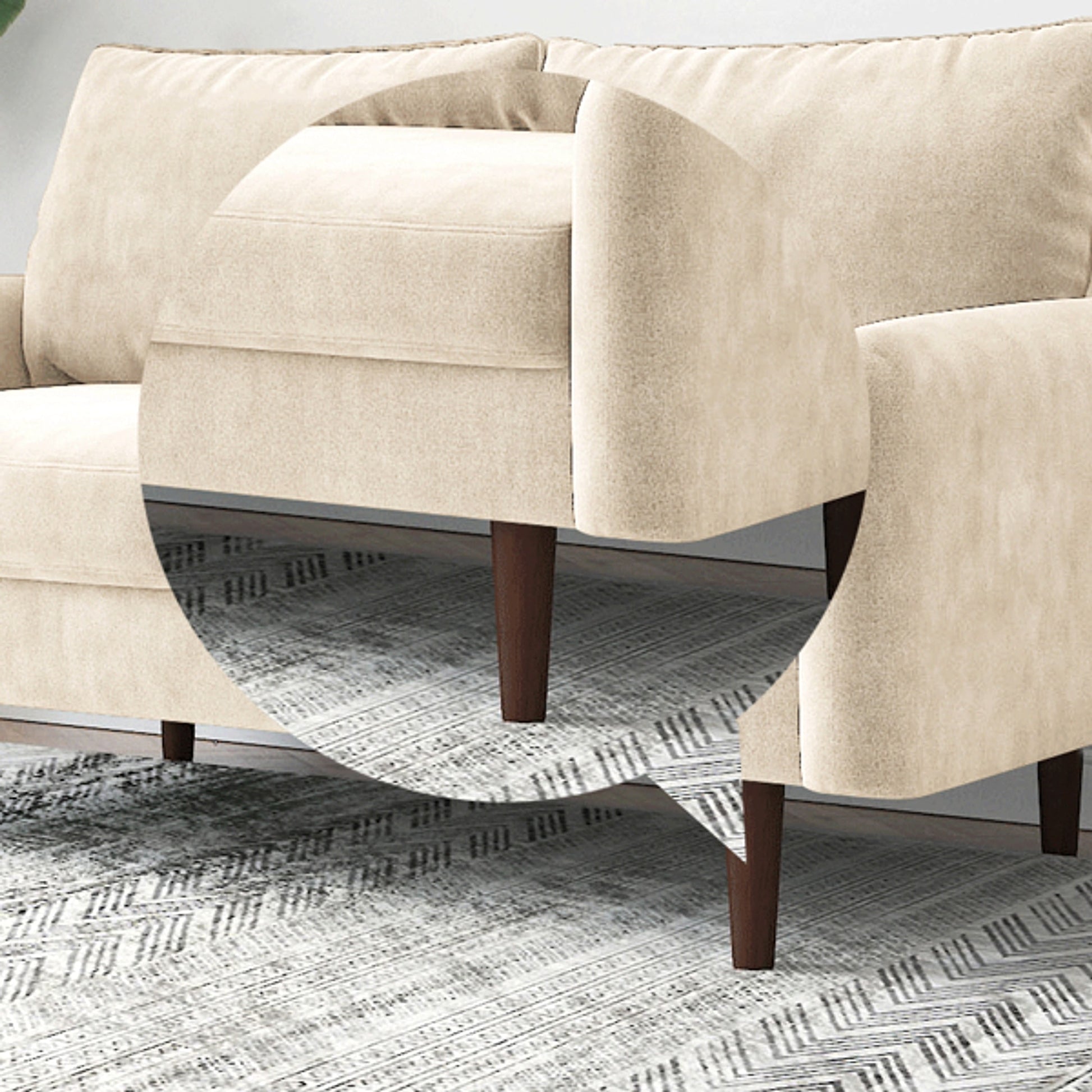 LuneluX_Home – 56.3" Velvet Round Arm Apartment Sofa - enhanced image 2