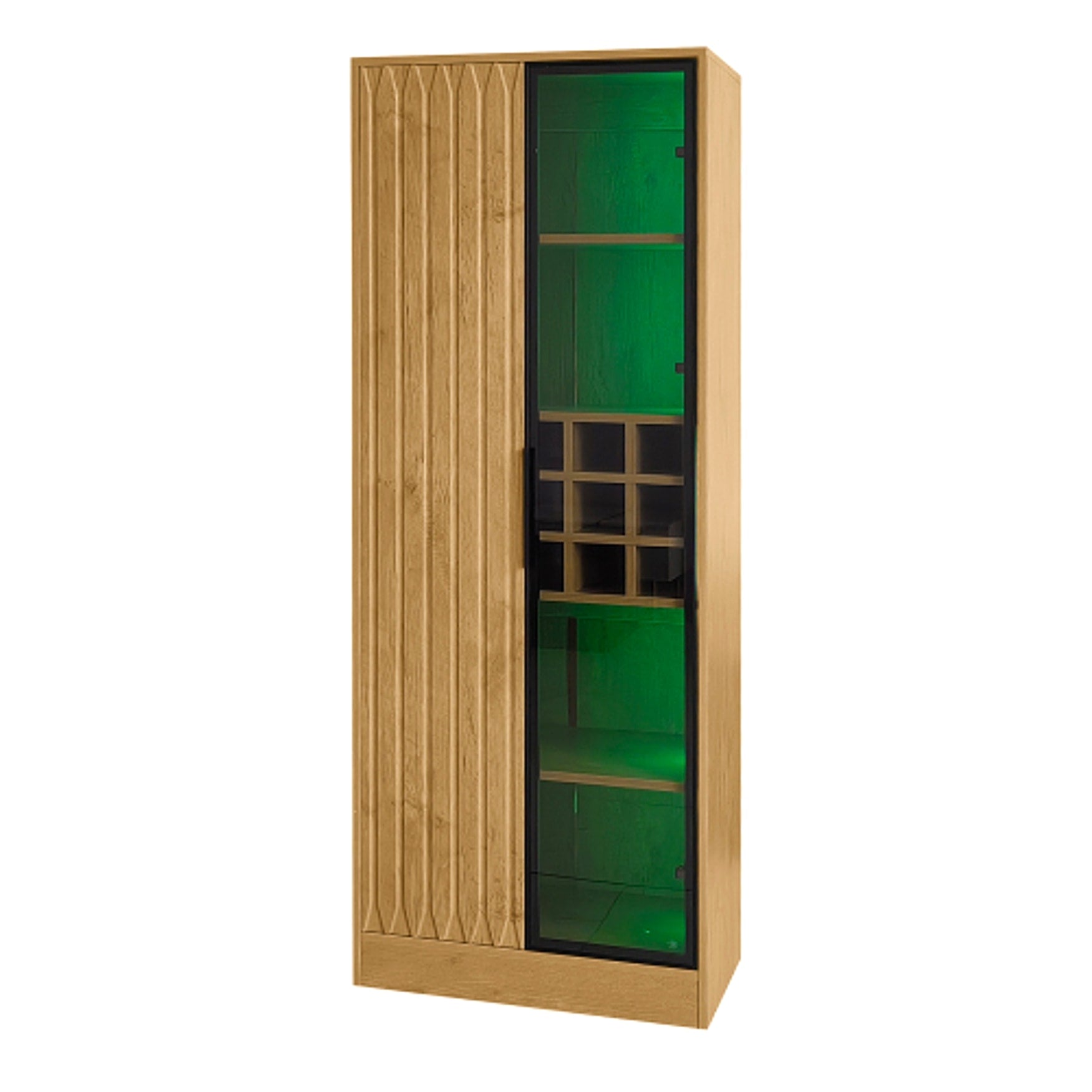 LuneluX_Home – Bathroom Cabinet with Glass Doors, LED Lighting & Wooden Finish (160 cm) - enhanced image 2